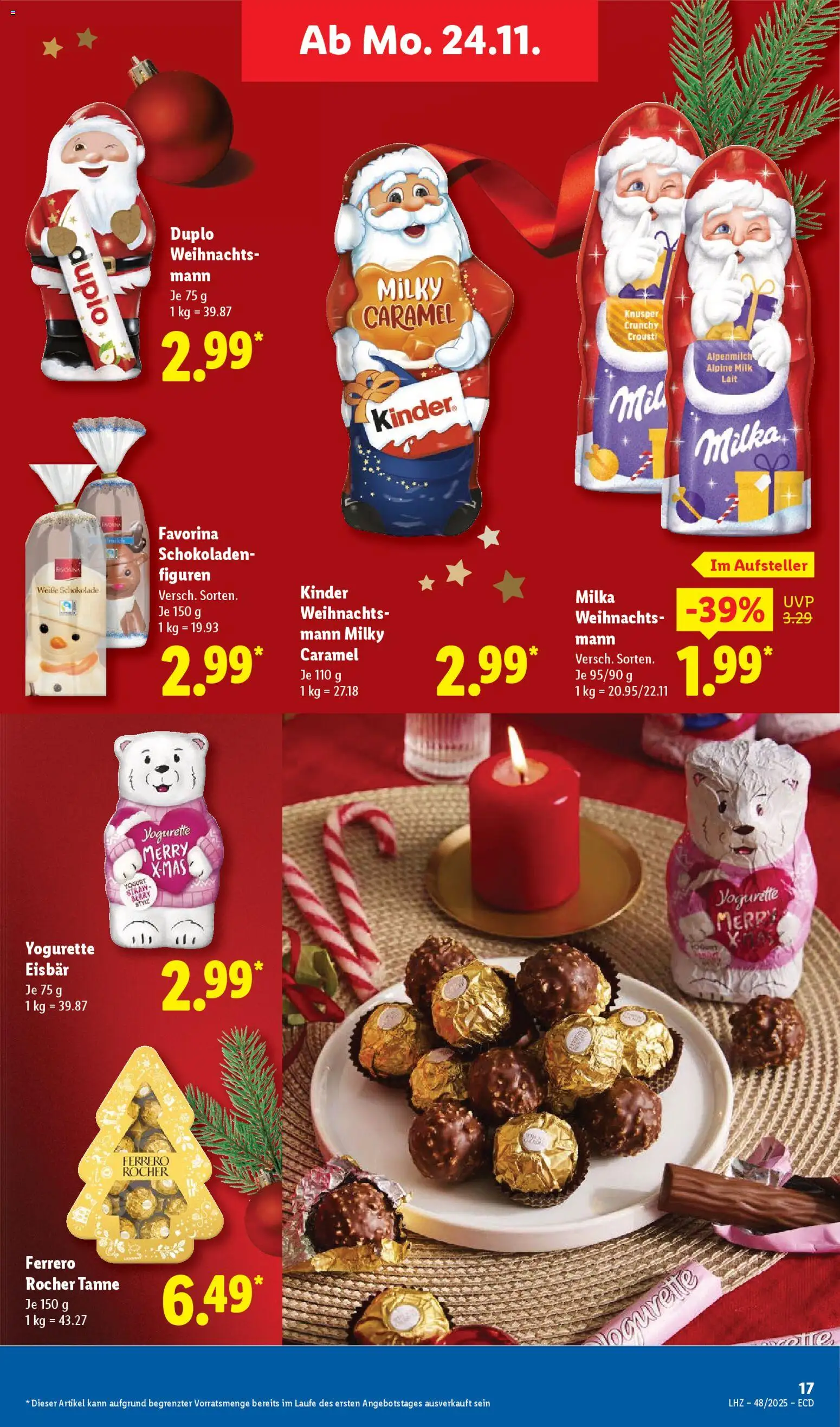 Lidl - Prospekt – gültig ab 24.11.2025 | Seite: 21 | Produkte: Ferrero rocher, Yogurette, Schokolade, Milka