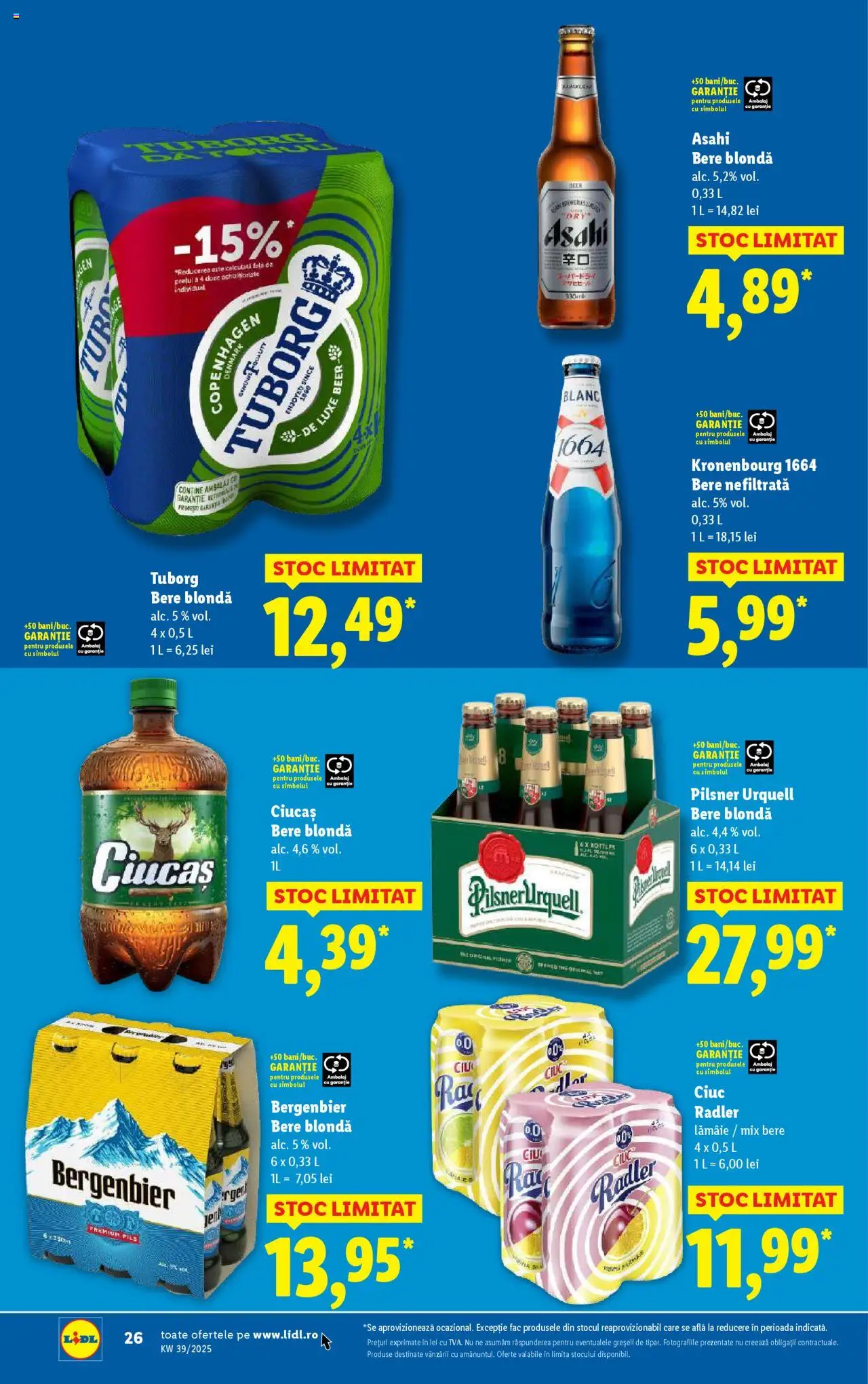 Noul catalog Lidl – valabil de la 22.09.2025 | Pagină: 26 | Produse: Bere, Plastik Kulübe, Lămâie