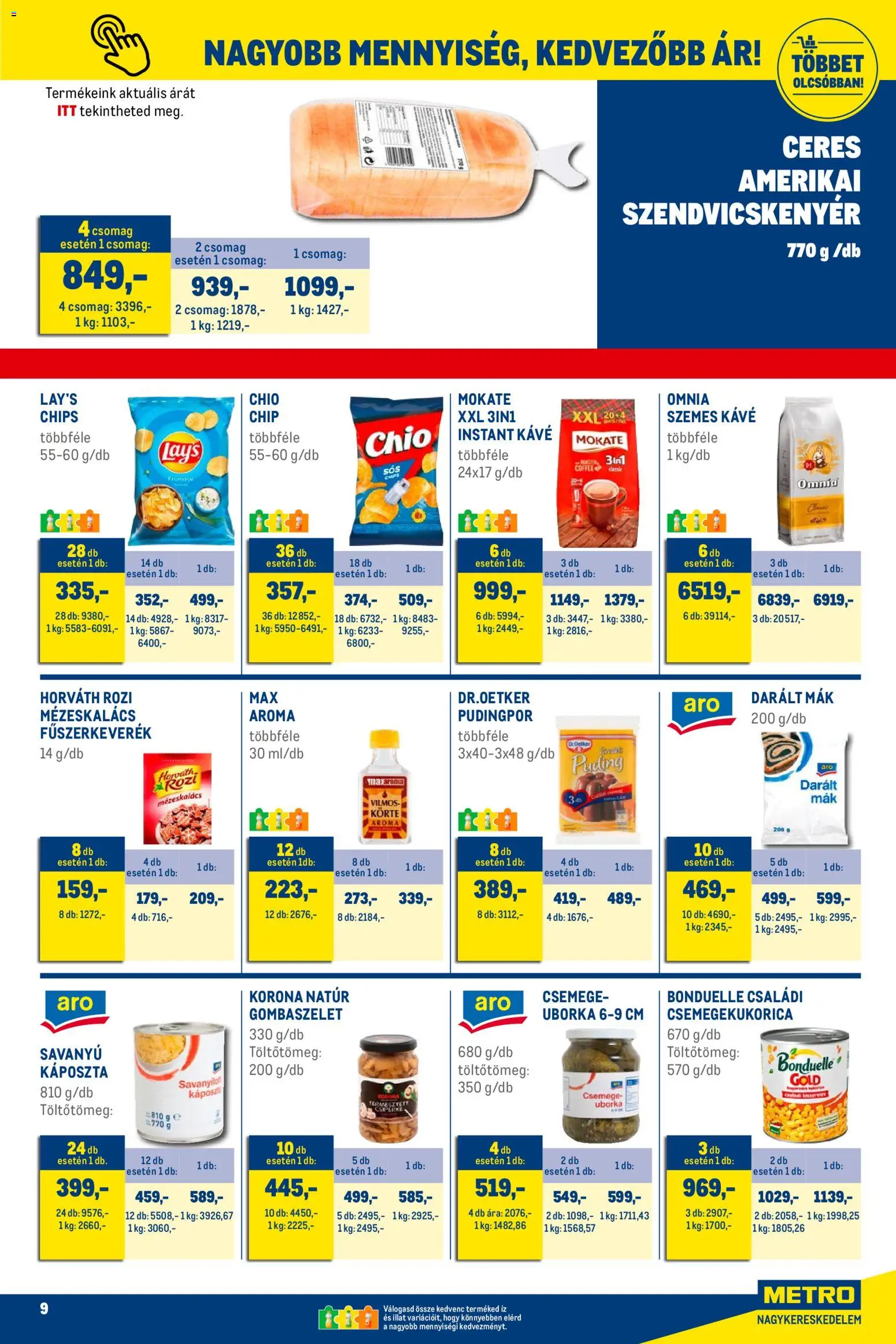 Metro akciós ujság - amely érvényes a következő dátumtól: 02.11.2025 | Oldal: 9 | Termékek: Puding, Csemegekukorica, Mézeskalács, Instant kávé