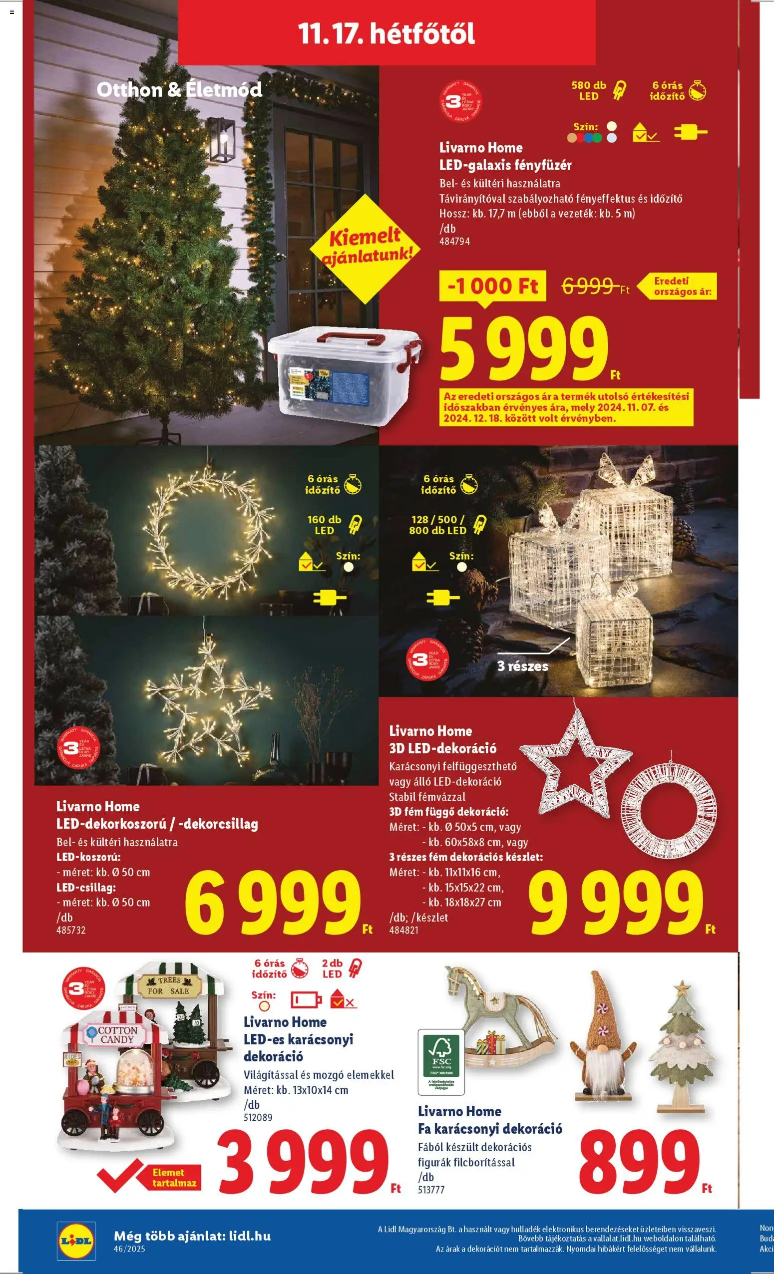 Lidl akciós ujság - amely érvényes a következő dátumtól: 15.11.2025 | Oldal: 6 | Termékek: Fényfüzér, Dekoráció