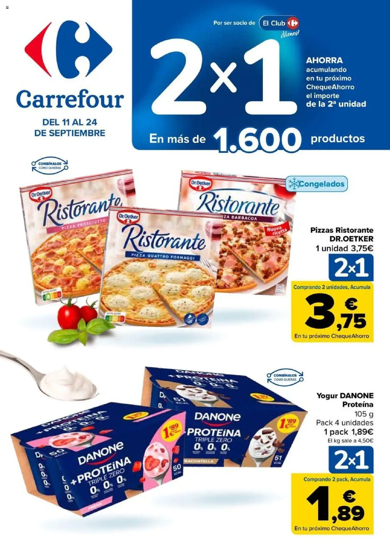 Carrefour folleto │ válido desde el 11.09.2025 | Página: 1 | Productos: Yogur, Pizza, Barbacoa