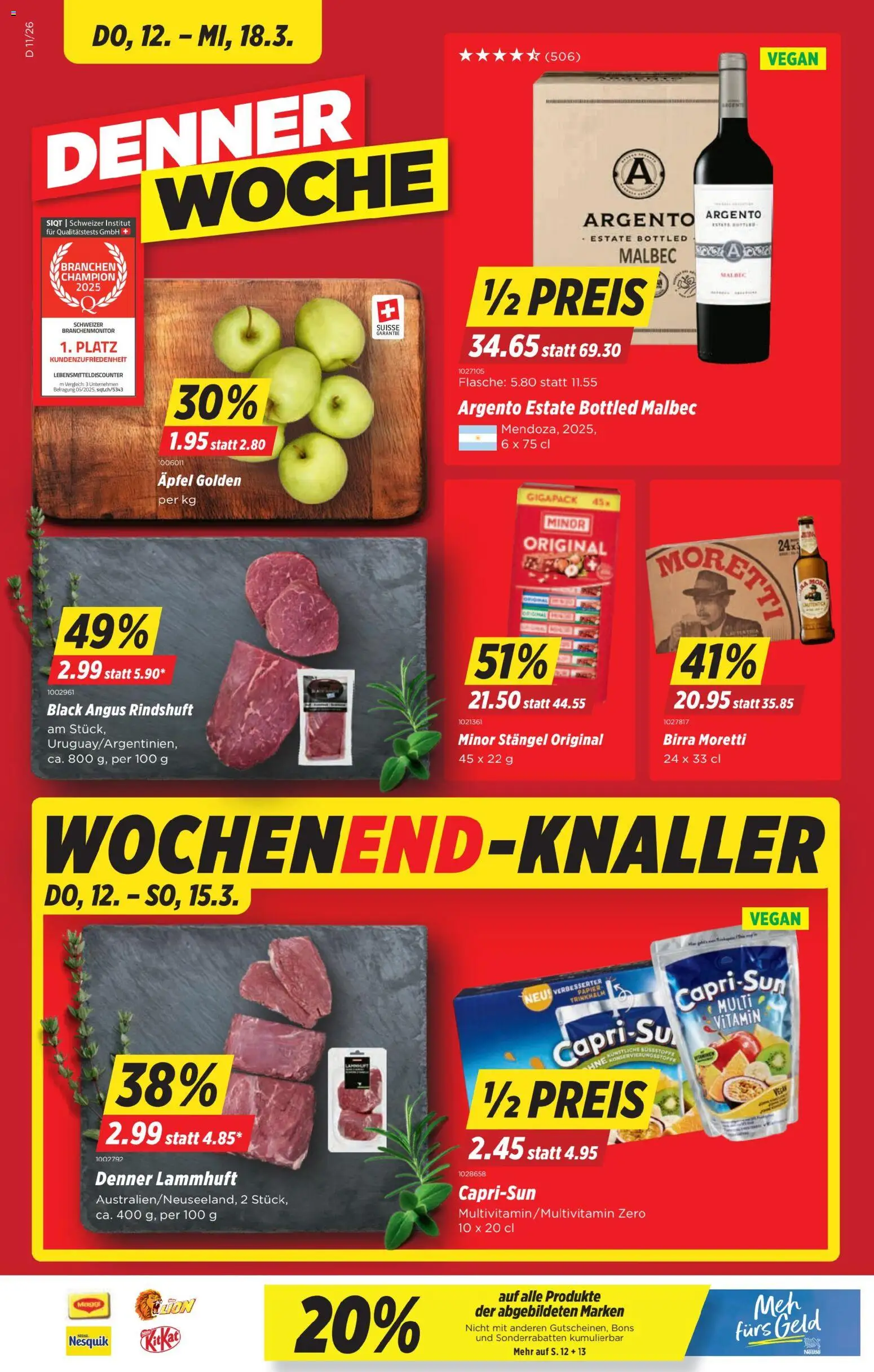 Denner aktionen – gültig ab 12.03.2026 | Seite: 1 | Produkte: Äpfel