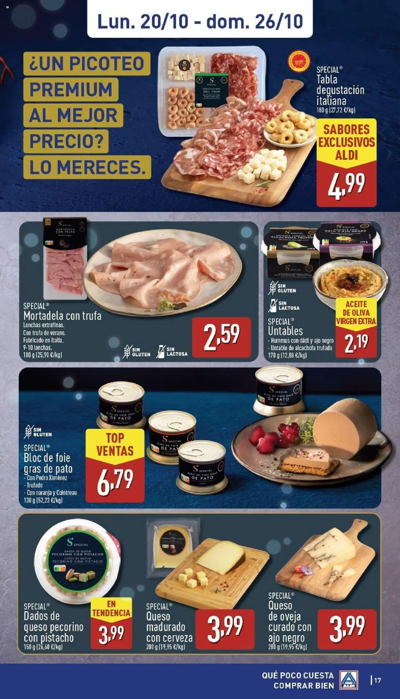 Aldi folleto Península │ válido desde el 20.10.2025 | Página: 17 | Productos: Queso de oveja, Aceite, Cerveza, Mortadela