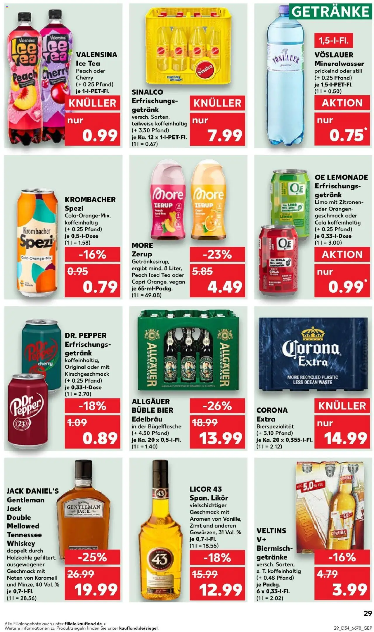 Kaufland prospekt Monheim Am Rhein	 - gültig ab dem 21.08.2025 | Seite: 29 | Produkte: Sinalco, Cola, Likör, Zitronen