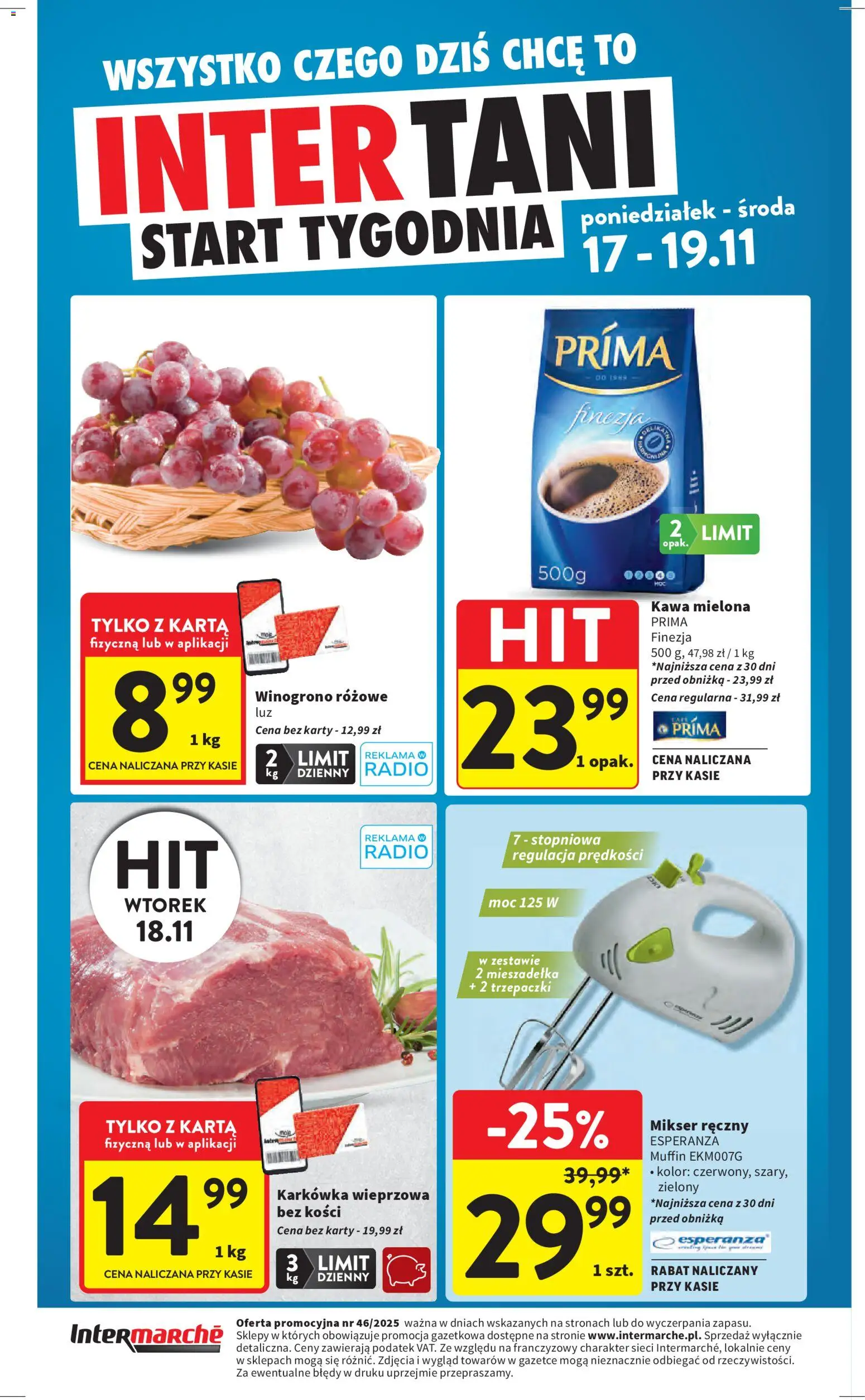 Intermarche Gazetka od 13.11.2025 | Strona: 44 | Produkty: Karta, Karkówka, Radio, Kawa