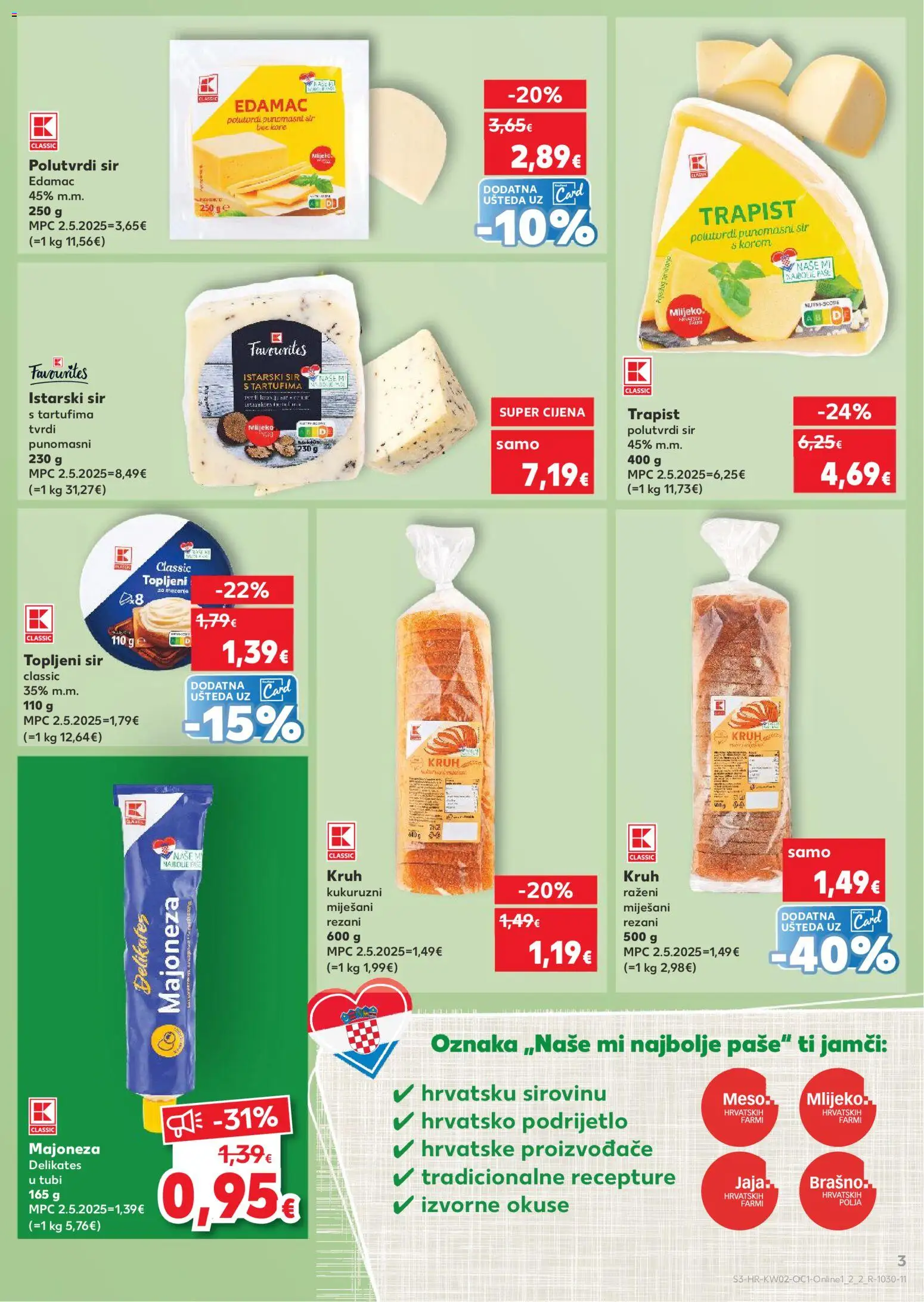 Kaufland katalog | vrijedi od 07.01.2026 | Stranica: 3 | Proizvodi: Mlijeko, Sir, Kruh, Meso