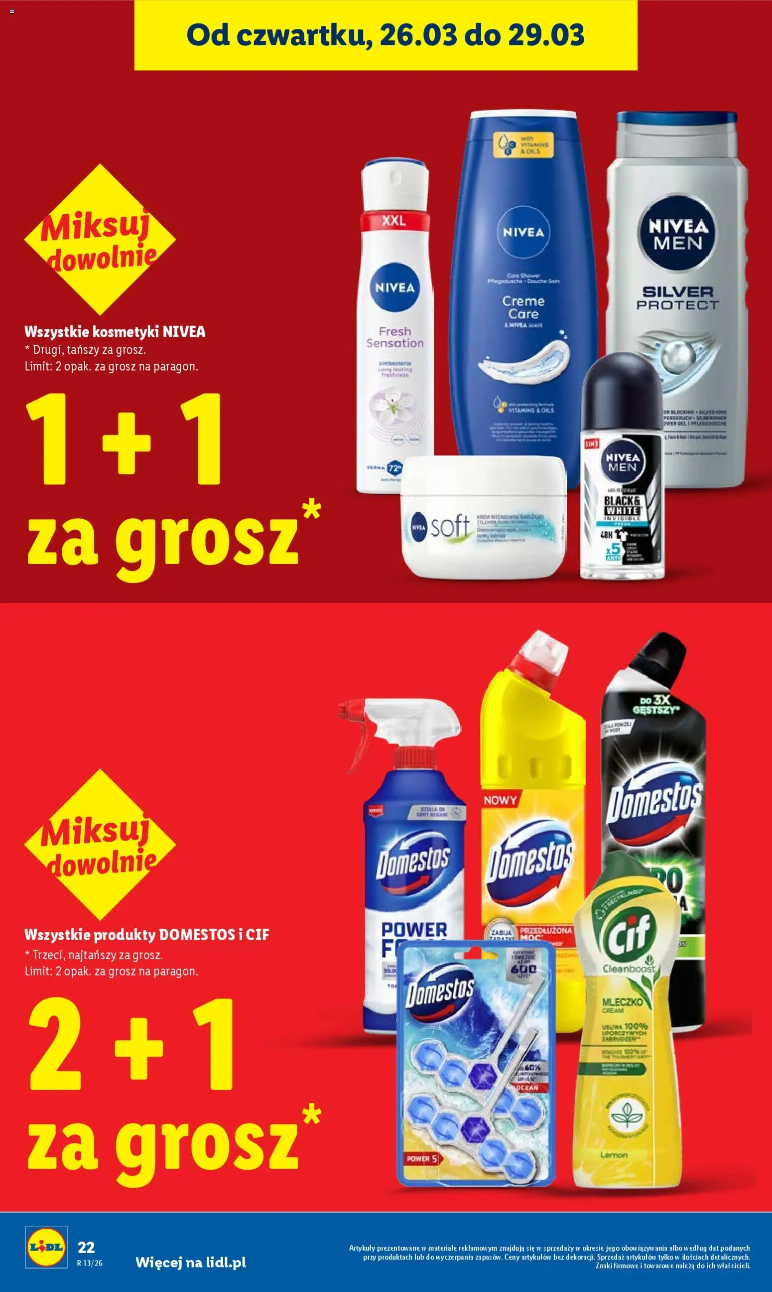 Lidl gazetka od 26.03.2026 | Strona: 22 | Produkty: Kosmetyki, Domestos, Krem