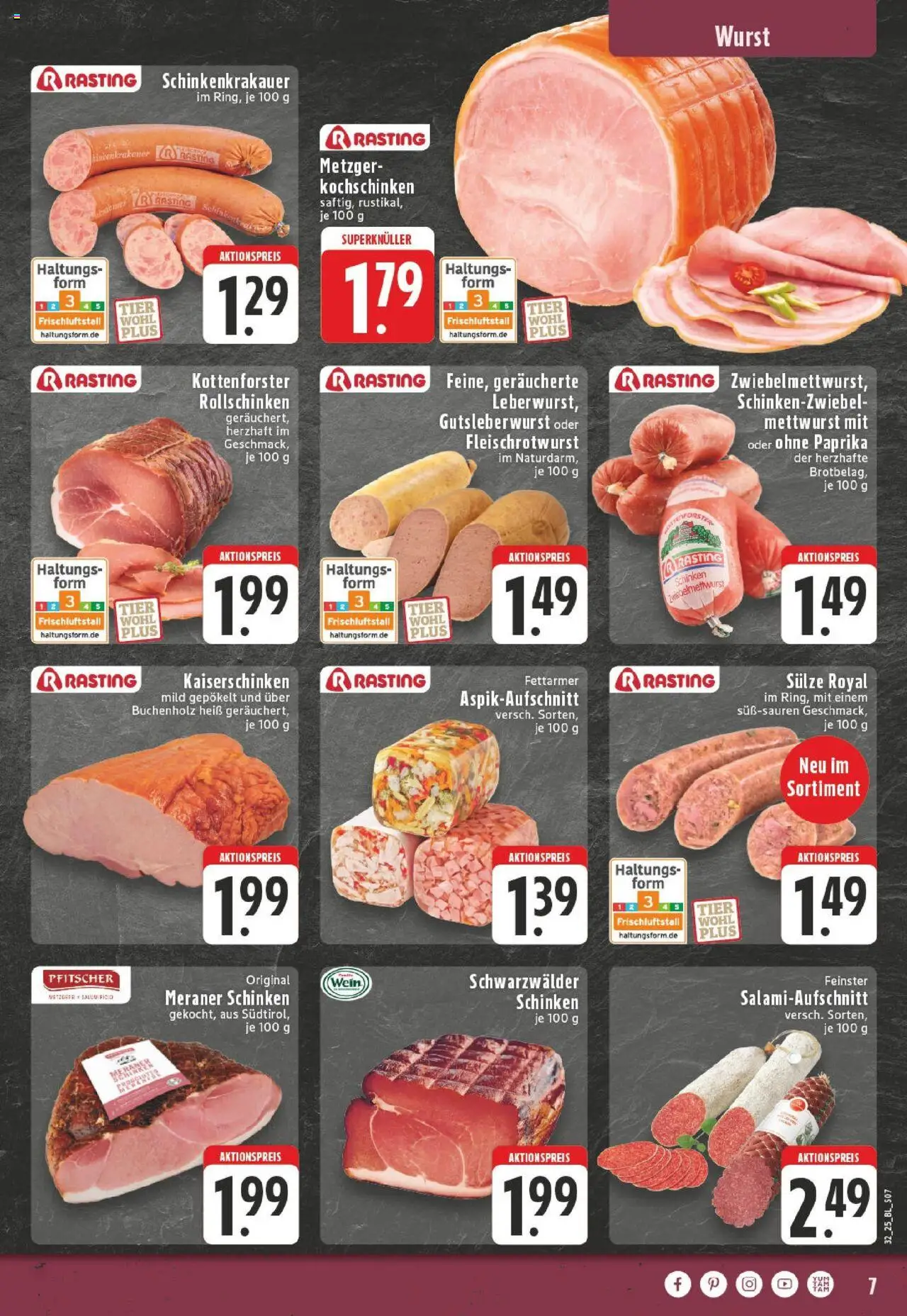 Edeka prospekt Neuss-Meertal	 - gültig ab dem 03.08.2025 | Seite: 7 | Produkte: Paprika, Wurst, Salami, Schinken