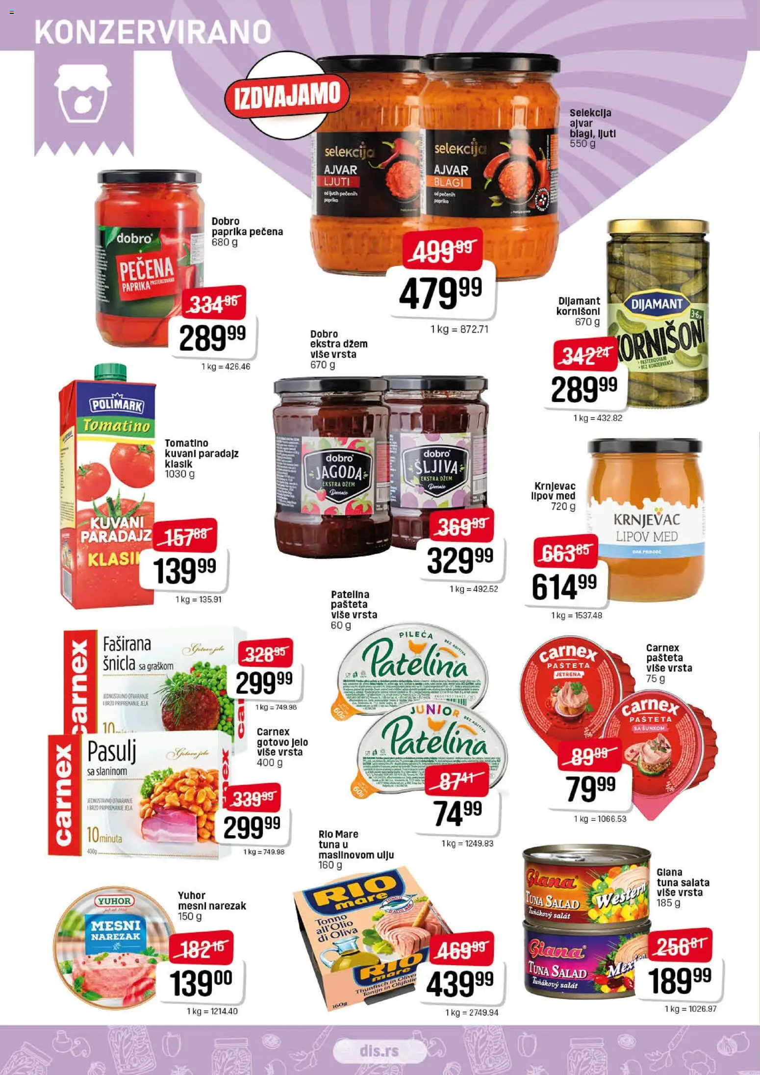 Super DIS katalog - važi od 09.04.2026 | Strana: 8 | Proizvode: Salata, Dzem, Paprika, Šljiva