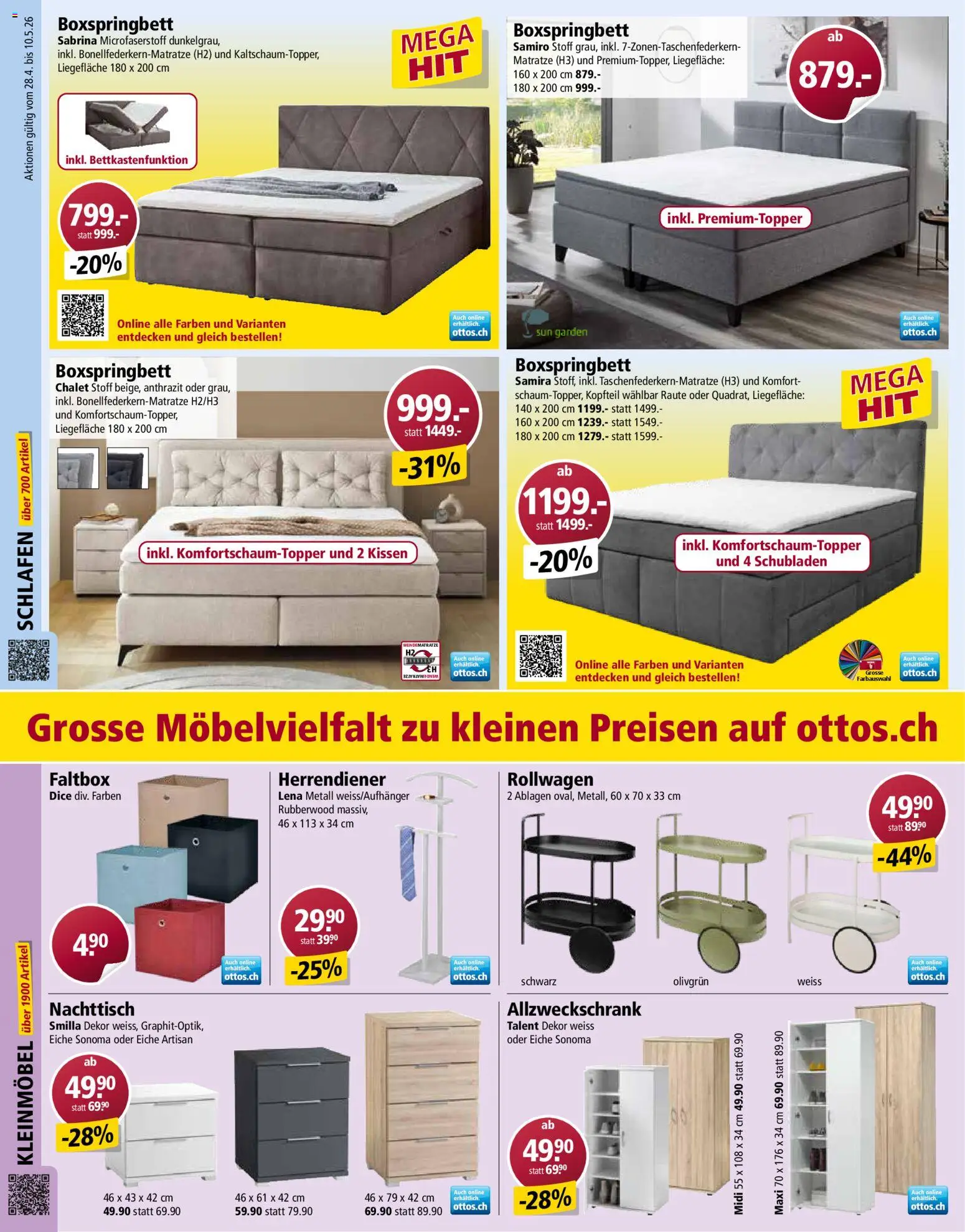 Otto's aktionen – gültig ab 28.04.2026 | Seite: 10 | Produkte: Kissen, Nachttisch, Herrendiener, Boxspringbett