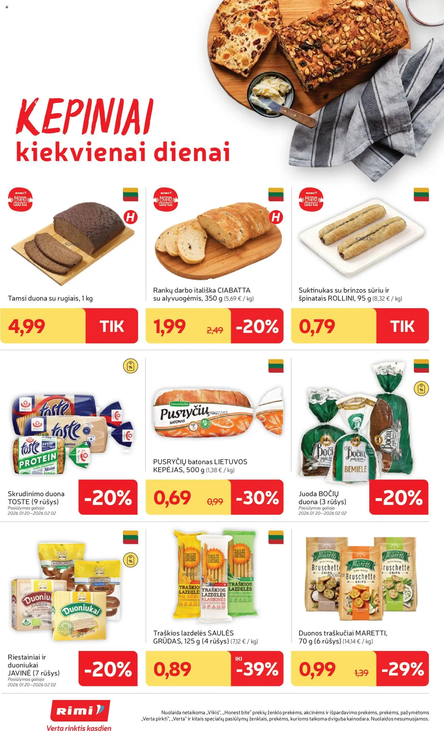 Rimi akcijos nuo 20.01.2026 | Puslapis: 10 | Prekių: Batonas, Duona, Traškučiai