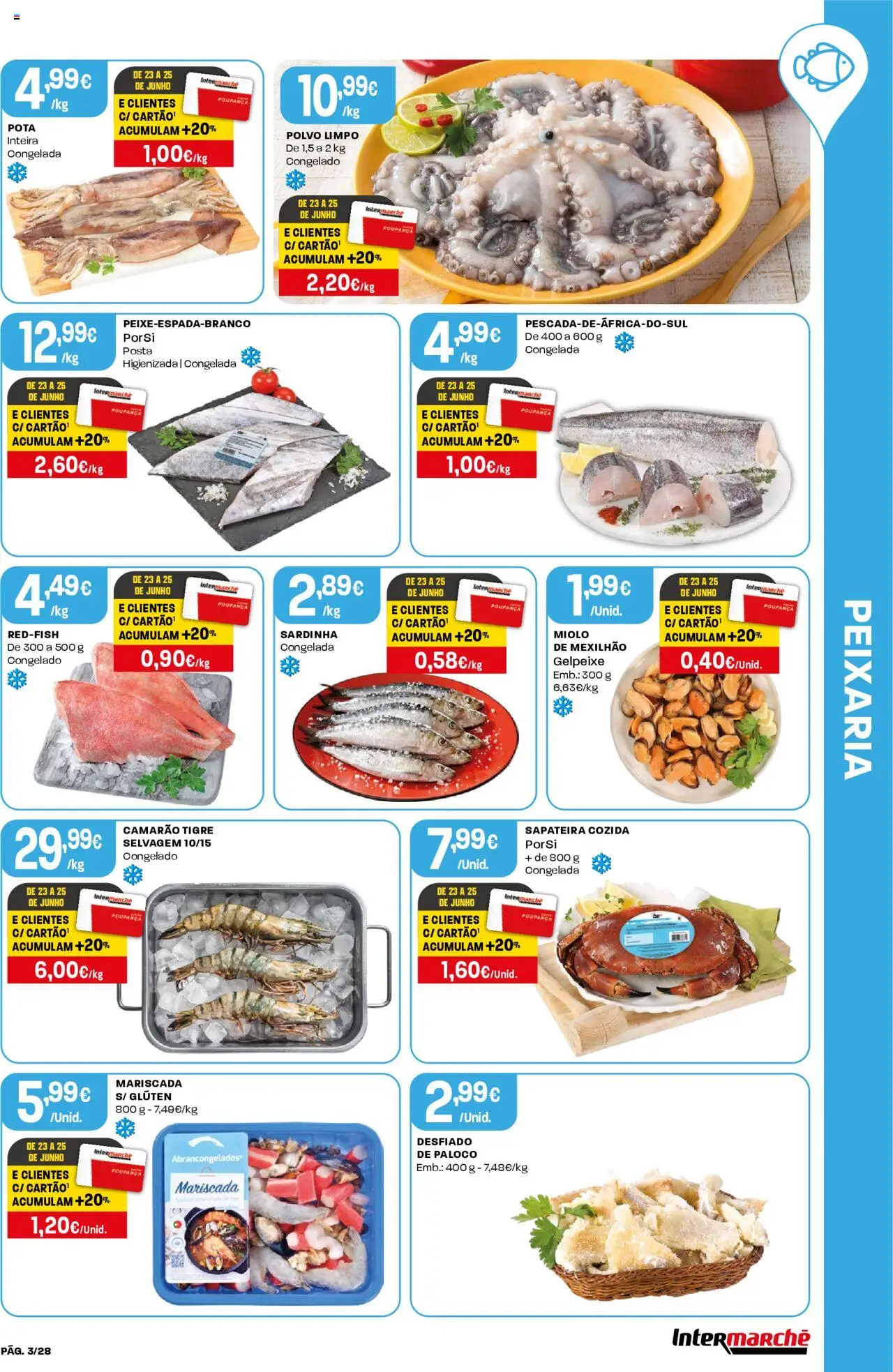Intermarché folheto │ válido de 19.06.2025 | Página: 3 | Produtos: Polvo, Camarão, Sapateira