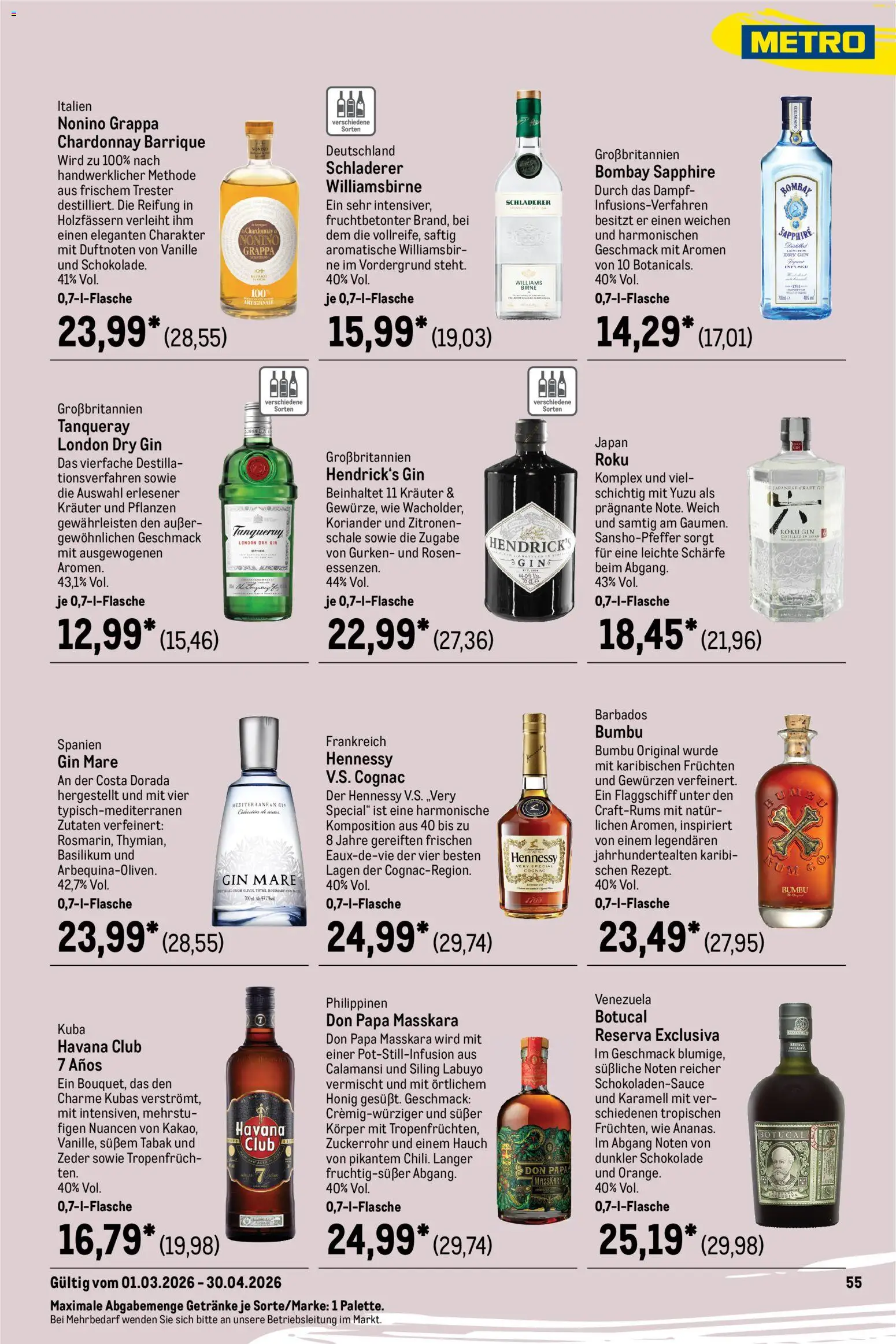 Metro Saisonkatalog Frühlings-Genuss – gültig ab 01.03.2026 | Seite: 59 | Produkte: Havana club, Schokolade, Gin, Gurken