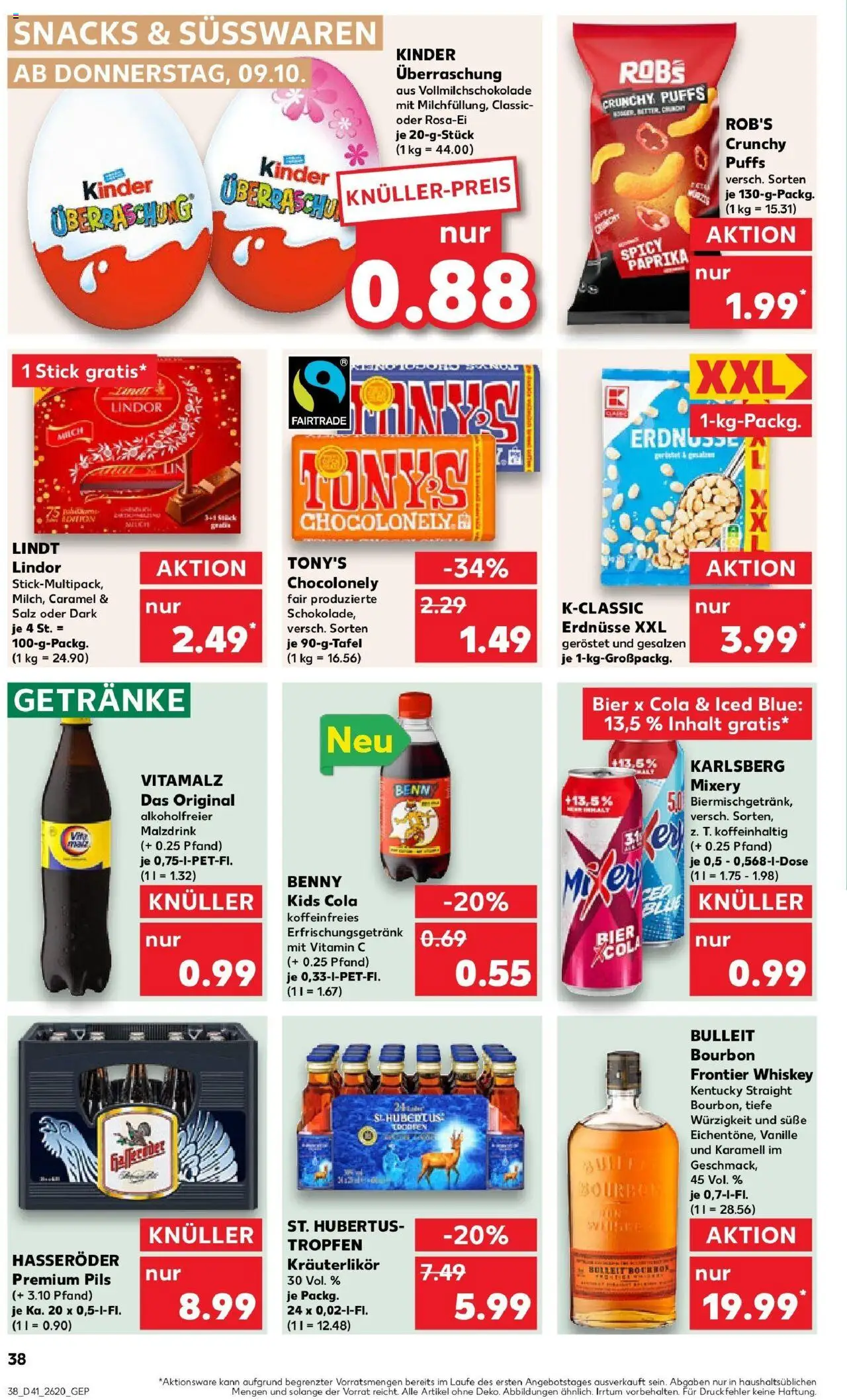 Kaufland prospekt Halle (Saale)	 – gültig ab 13.10.2025 | Seite: 38 | Produkte: Cola, Mixery, Lindt, Whiskey