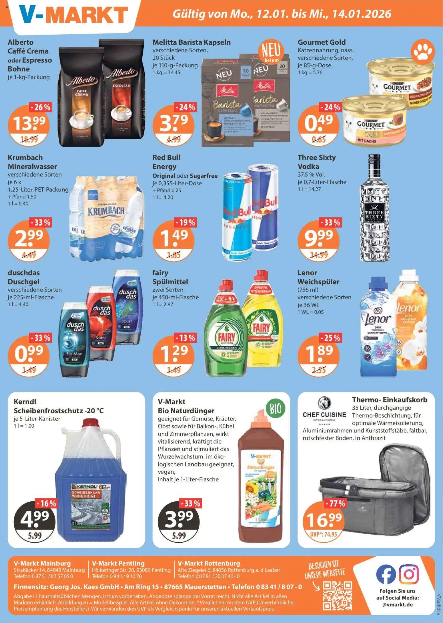 V-Markt - Hallertau / Oberpfalz – gültig ab 08.01.2026 | Seite: 24 | Produkte: Melitta, Red bull, Energy, Mineralwasser