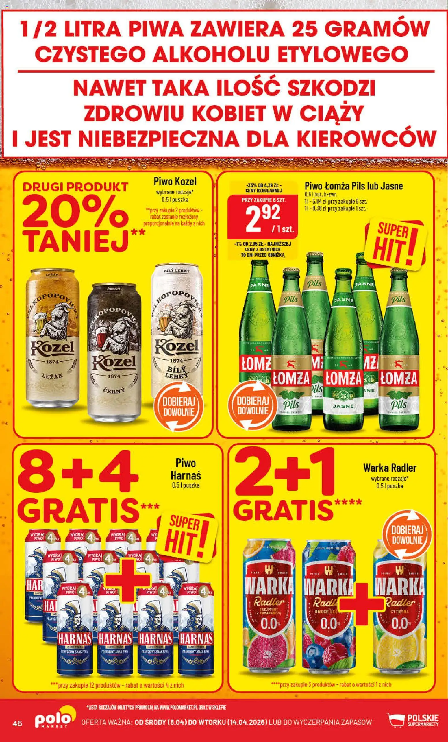 POLOmarket gazetka od 08.04.2026 | Strona: 46 | Produkty: Cytryna, Warka, Piwo, Piwo kozel