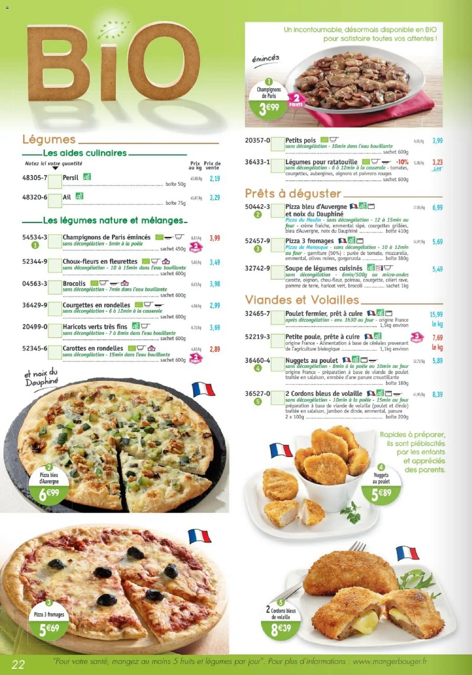 {H1} | Page: 22 | Produits: Carottes, Base, Pizza, Crème