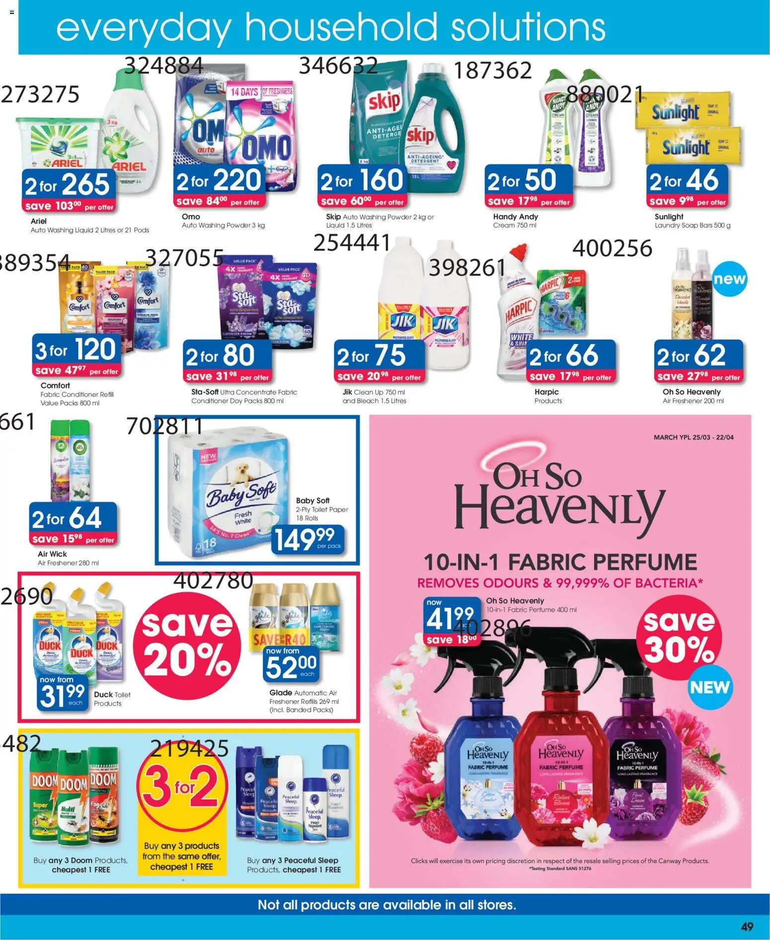 New Clicks catalogue – valid from 23.04.2026 | Page: 49 | Products: Bleach, Perfume, Fragrance, Paper
