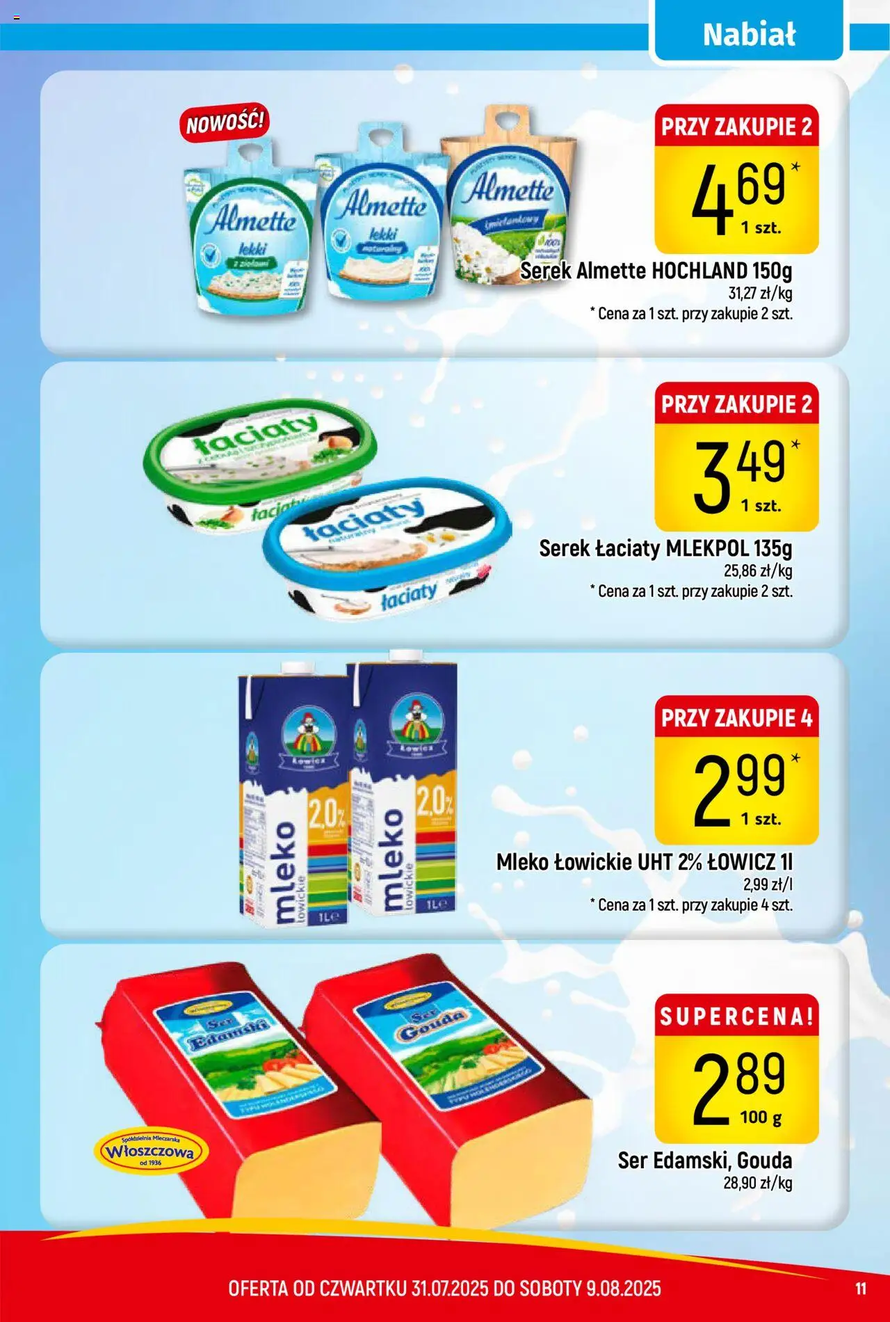 Piotruś Pan Gazetka od 31.07.2025 | Strona: 11 | Produkty: Serek, Mleko, Ser, Mleko łowickie