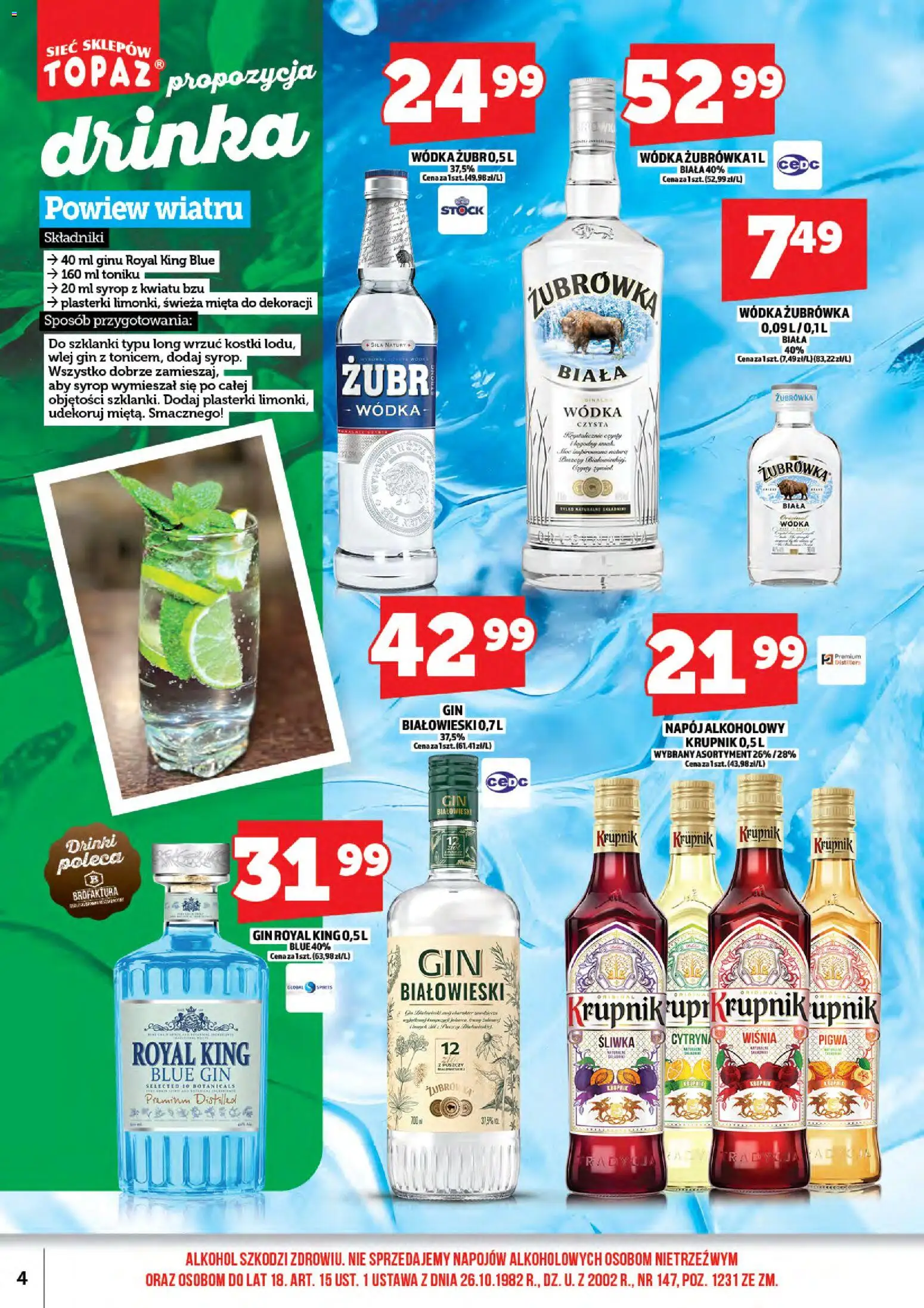 Topaz Gazetka alkoholowa od 01.01.2026 | Strona: 6 | Produkty: Syrop, Gin, Alkohol, Wódka