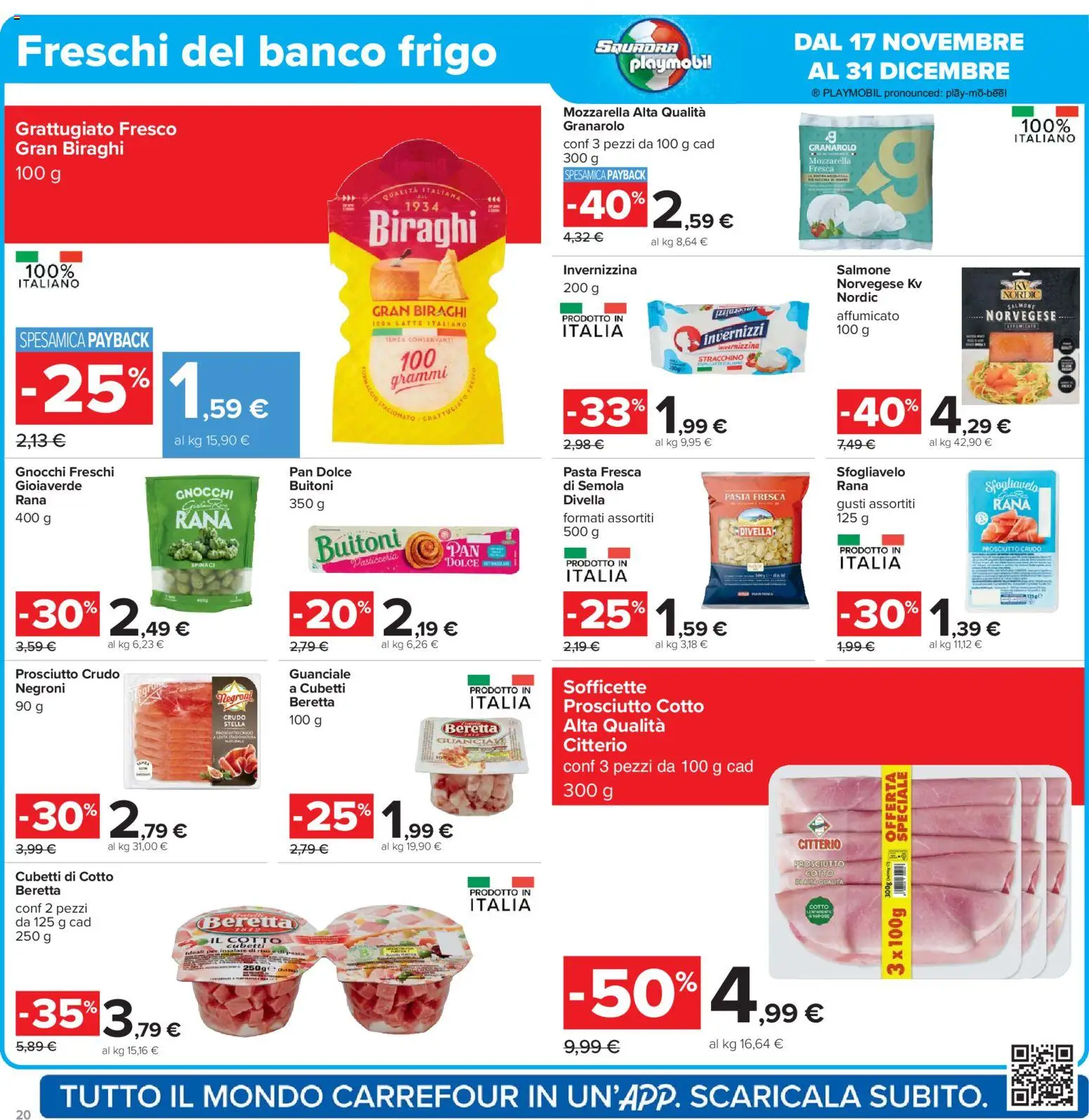 Volantino Carrefour del 17.11.2025 | Pagina: 20 | Prodotti: Salmone affumicato, Latte, Pasta, Spinaci