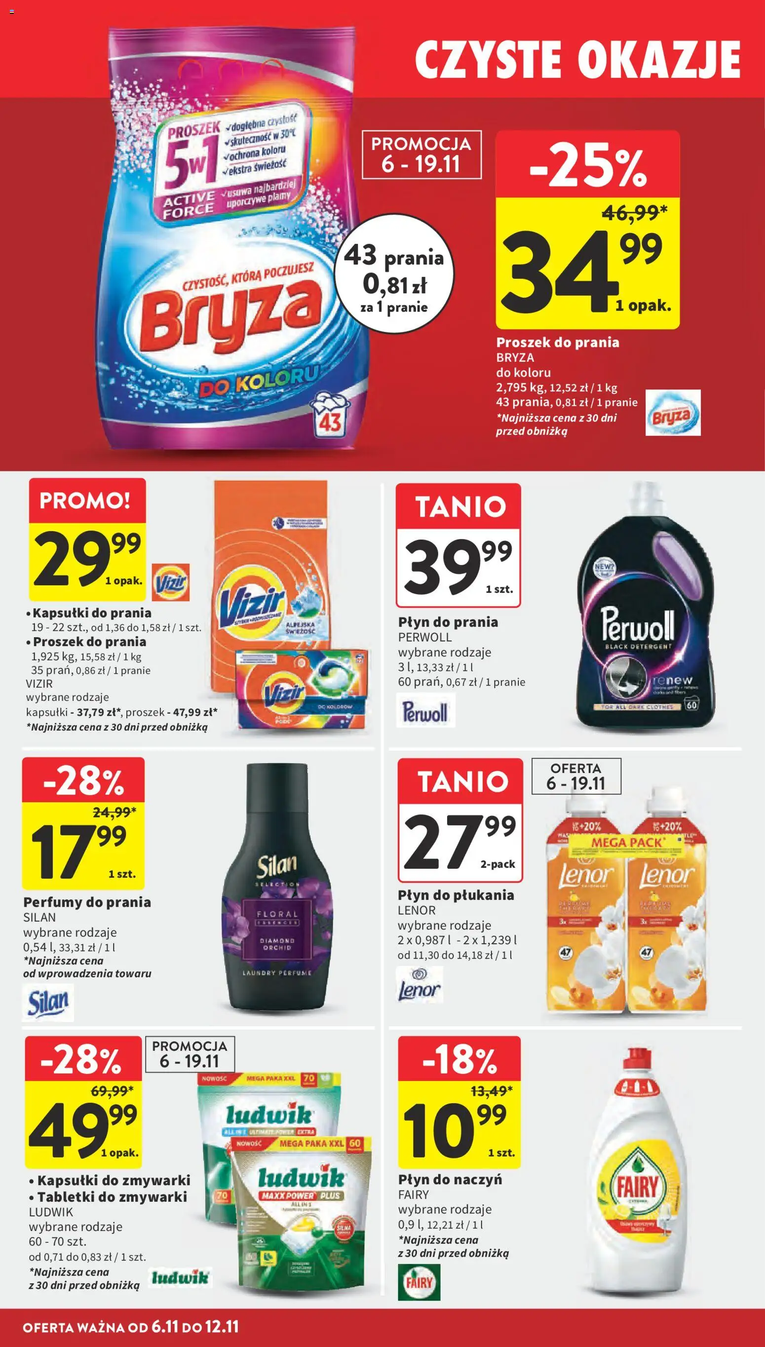 Intermarche Gazetka od 06.11.2025 | Strona: 34 | Produkty: Płyn do prania Perwoll, Płyn do naczyń fairy, Kapsułki do prania, Tabletki do zmywarki