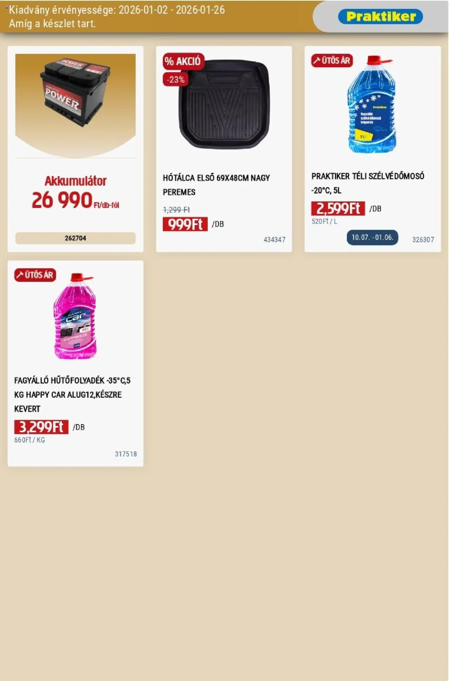 Praktiker akciós ujság - amely érvényes a következő dátumtól: 02.01.2026 | Oldal: 37 | Termékek: Akkumulátor