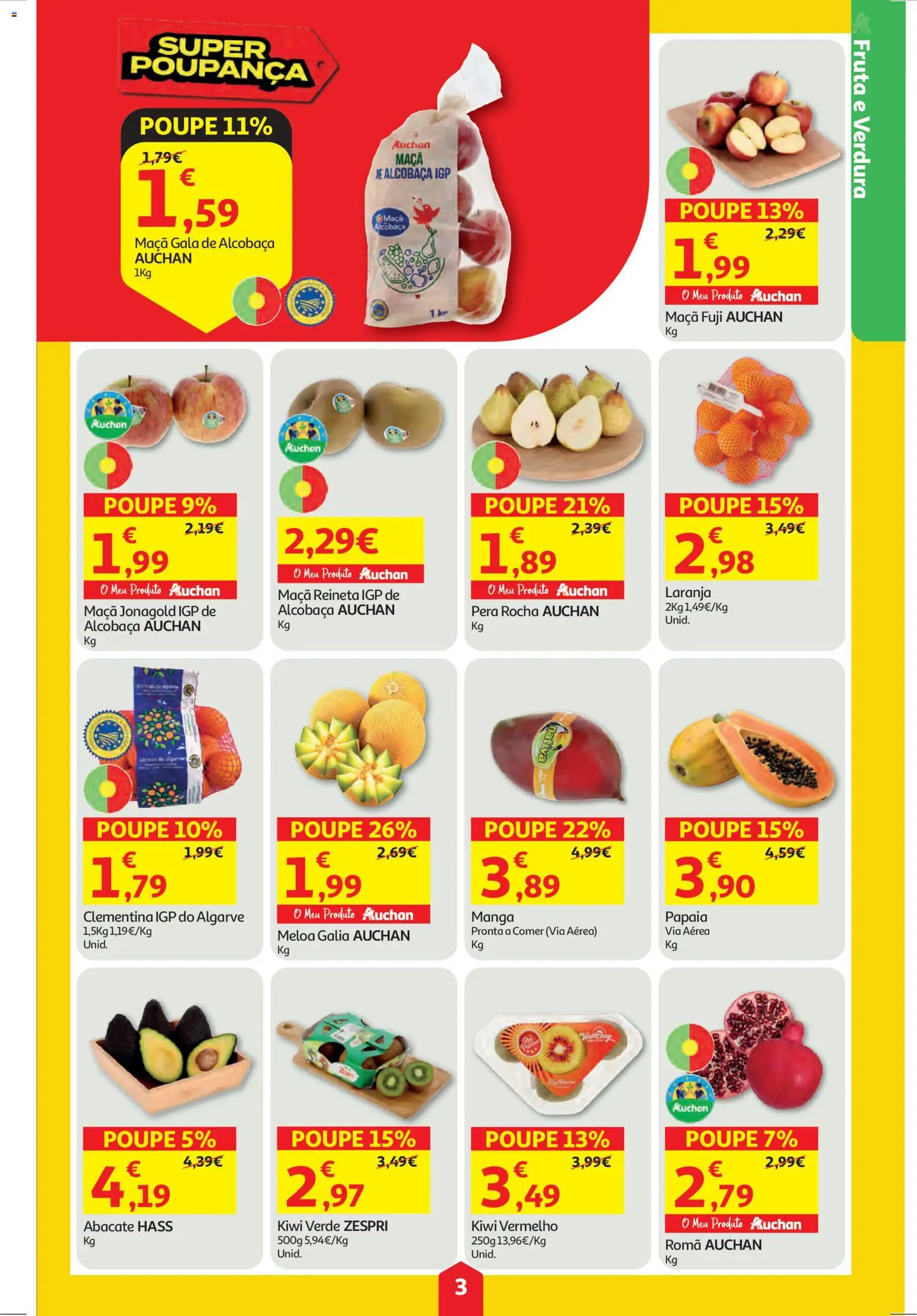 Auchan folheto │ válido de 04.12.2025 | Página: 3 | Produtos: Maça, Abacate, Kiwi