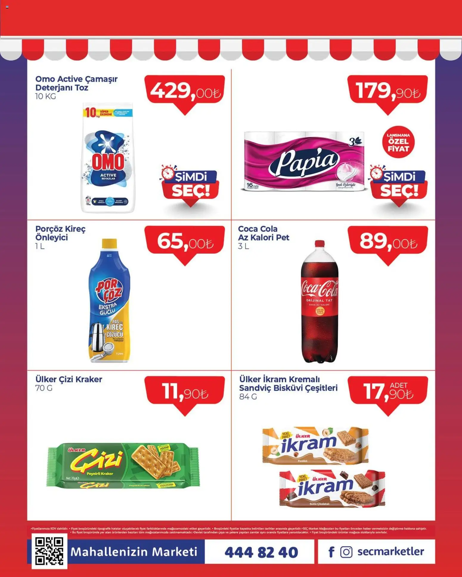 Seç Market Katalog - 09.04.2026 tarihinden itibaren geçerlidir | Sayfa: 1 | Ürünler: Kireç çözücü, Çamaşır deterjanı, Bisküvi