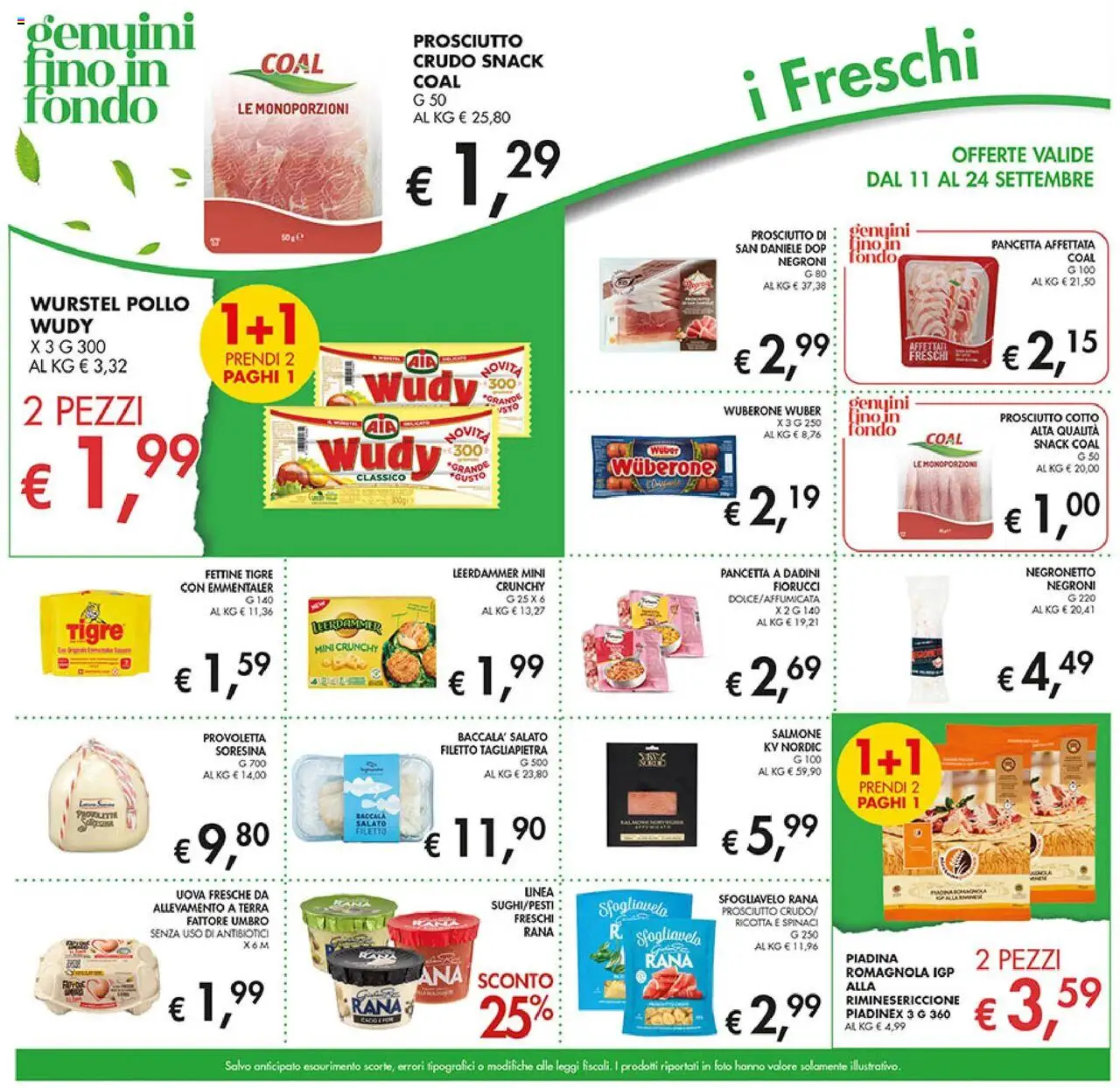 Volantino Coal del 11.09.2025 | Pagina: 11 | Prodotti: Prosciutto Cotto, Salmone, Pancetta, Piadina
