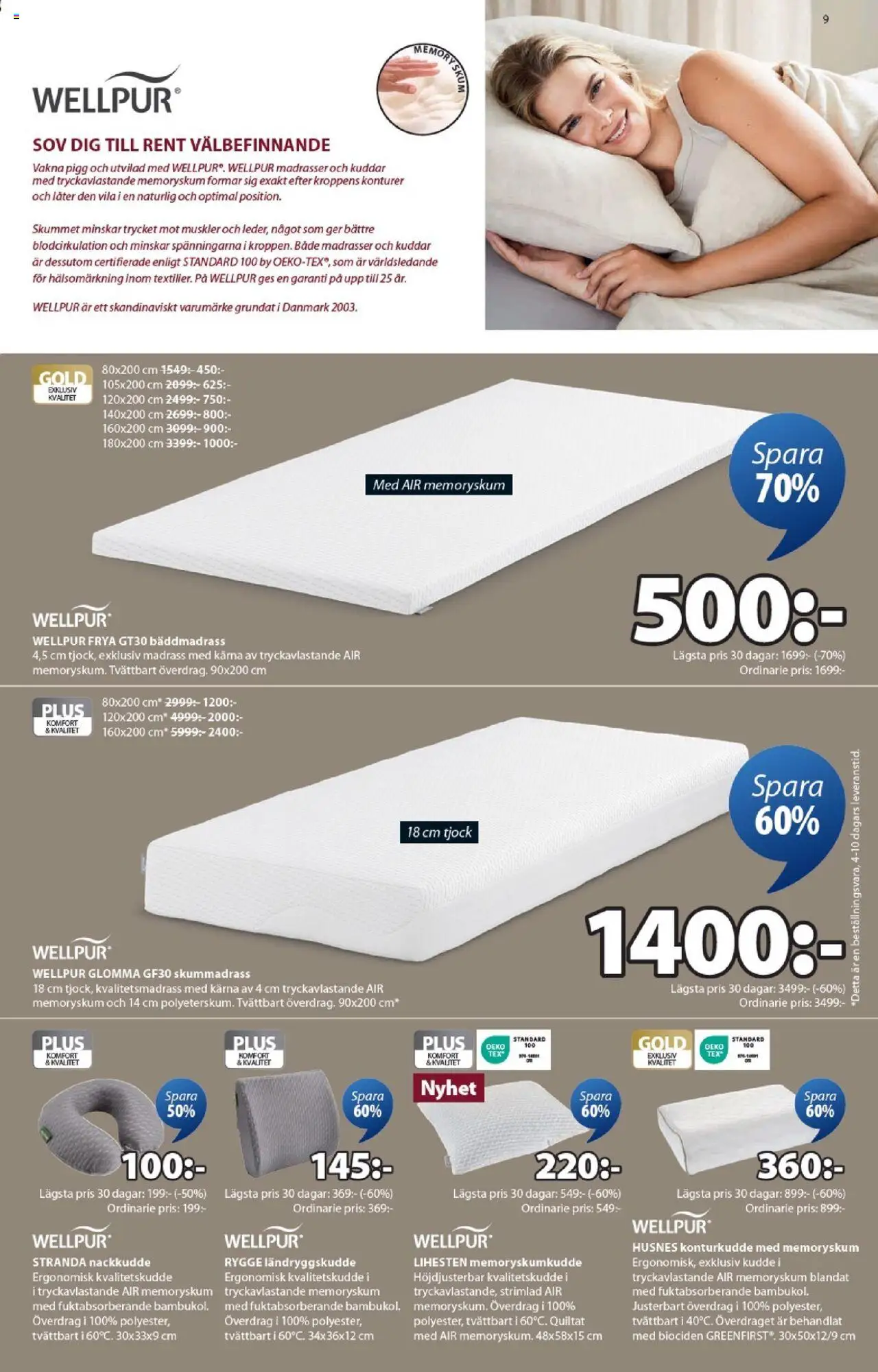 JYSK reklamblad aktuell från 20.10.2025 | Sida: 9 | Produkter: Bäddmadrass, Skummadrass, Madrass, Nackkudde