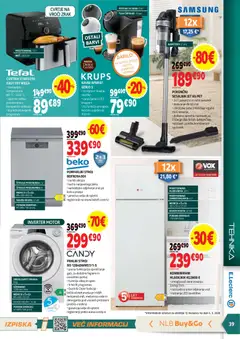 E.leclerc katalog akcije – veljaven od 18.03.2026 | Stran: 39 | Izdelki: Hladilnik, Pralni stroj, Pomivalni stroj, Sesalnik