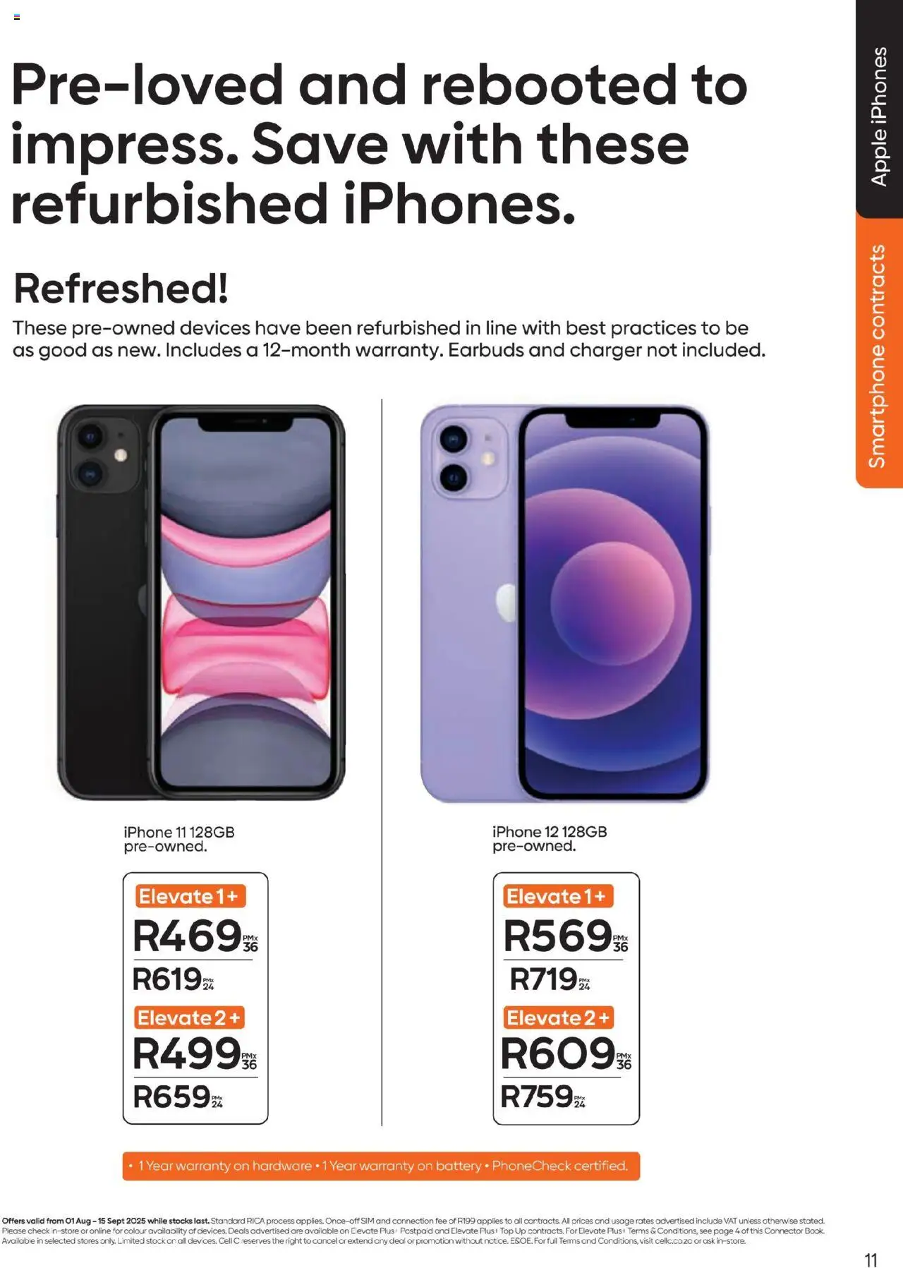 Cell C - Contract Deals │ valid from 01.08.2025 | Page: 11 | Products: Sim, Earbuds, Charger, Stock