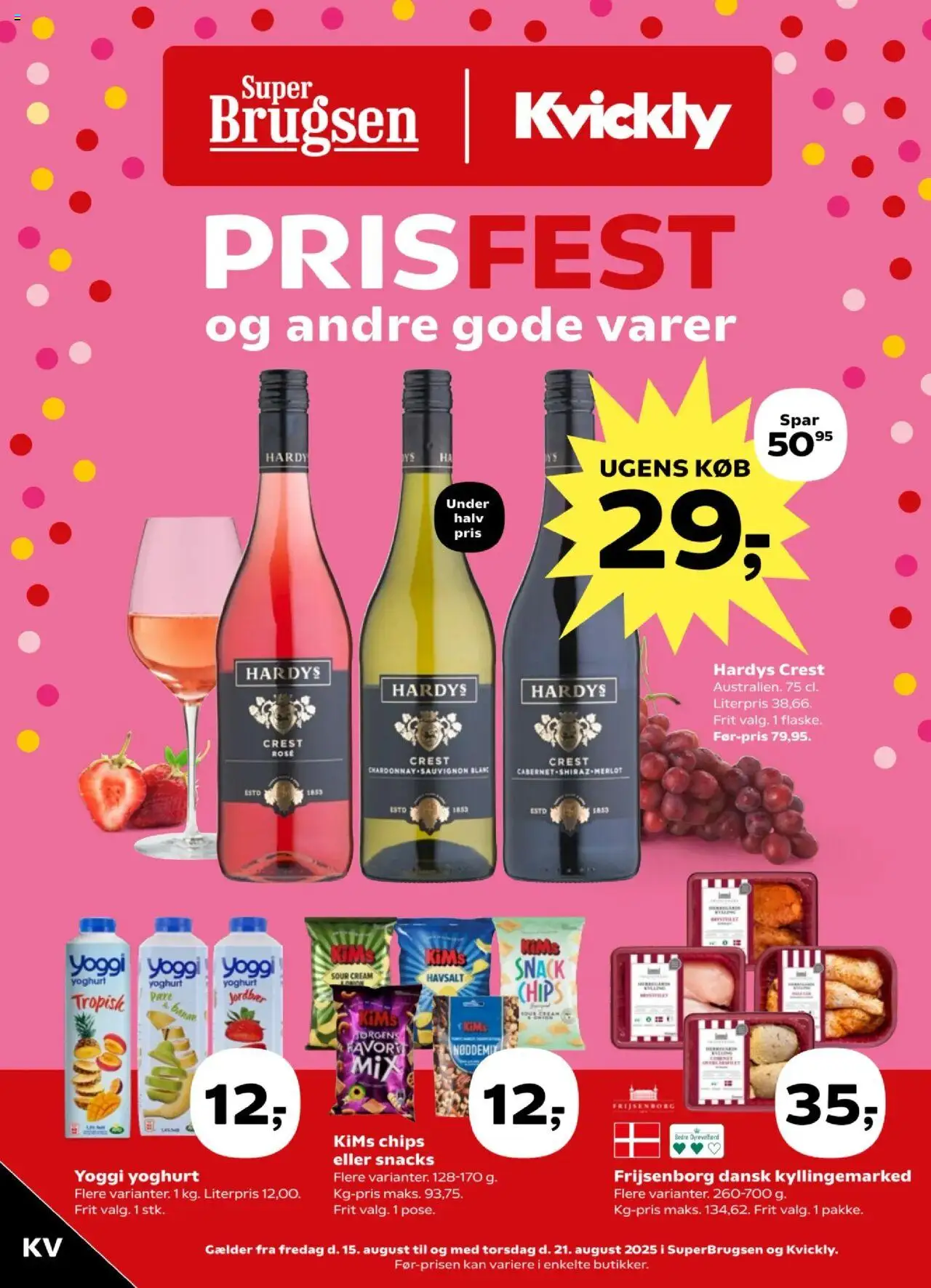 Kvickly Tilbudsavis gyldig fra 15.08.2025 | Side: 1 | Produkter: Yoghurt, Jordbær, Chips