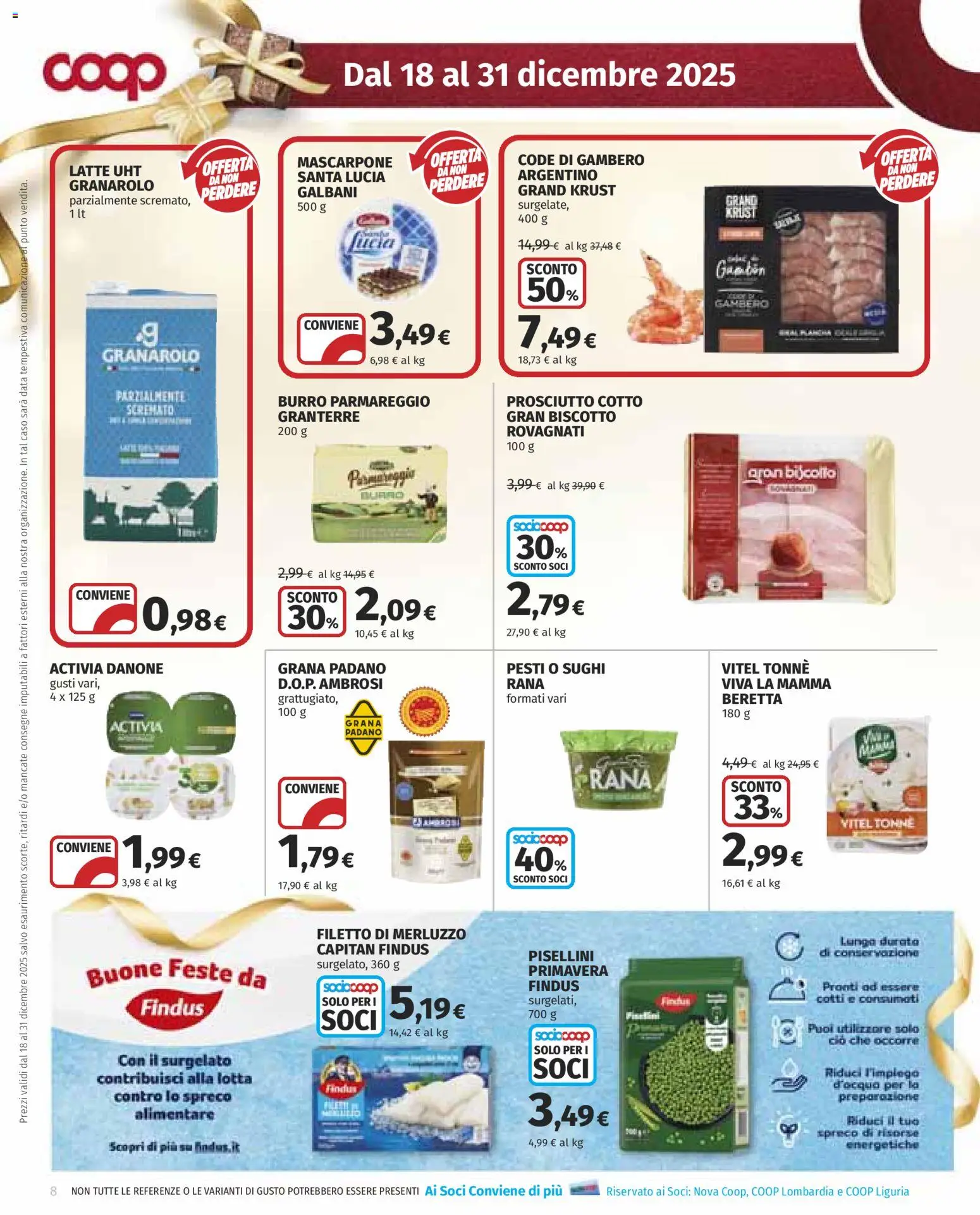 Volantino COOP del 18.12.2025 | Pagina: 8 | Prodotti: Prosciutto Cotto, Latte, Prosciutto, Mascarpone