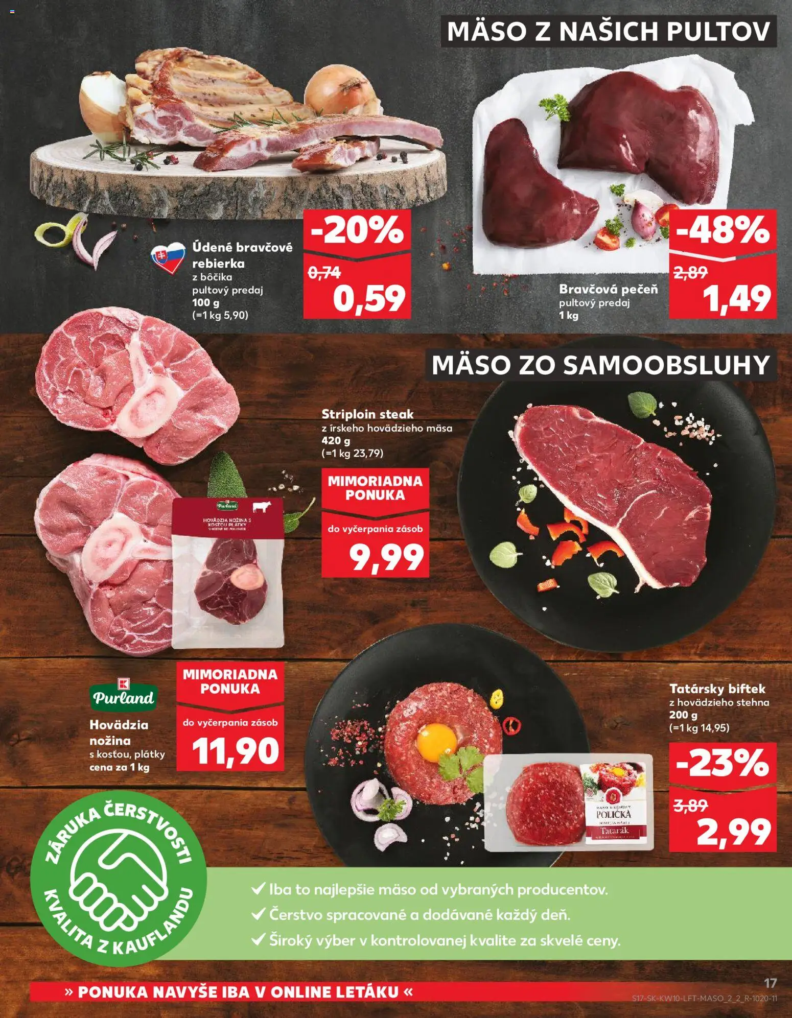 Nové Kaufland akcie – leták je platný od 05.03.2026 | Strana: 17 | Produkty: Tatarák, Steak