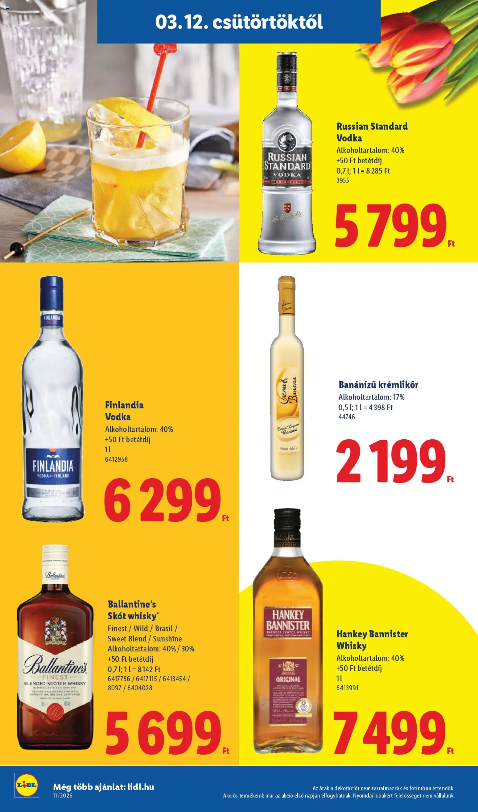 Lidl akciós ujság - amely érvényes a következő dátumtól: 12.03.2026 | Oldal: 26 | Termékek: Krémlikőr, Vodka, Whisky
