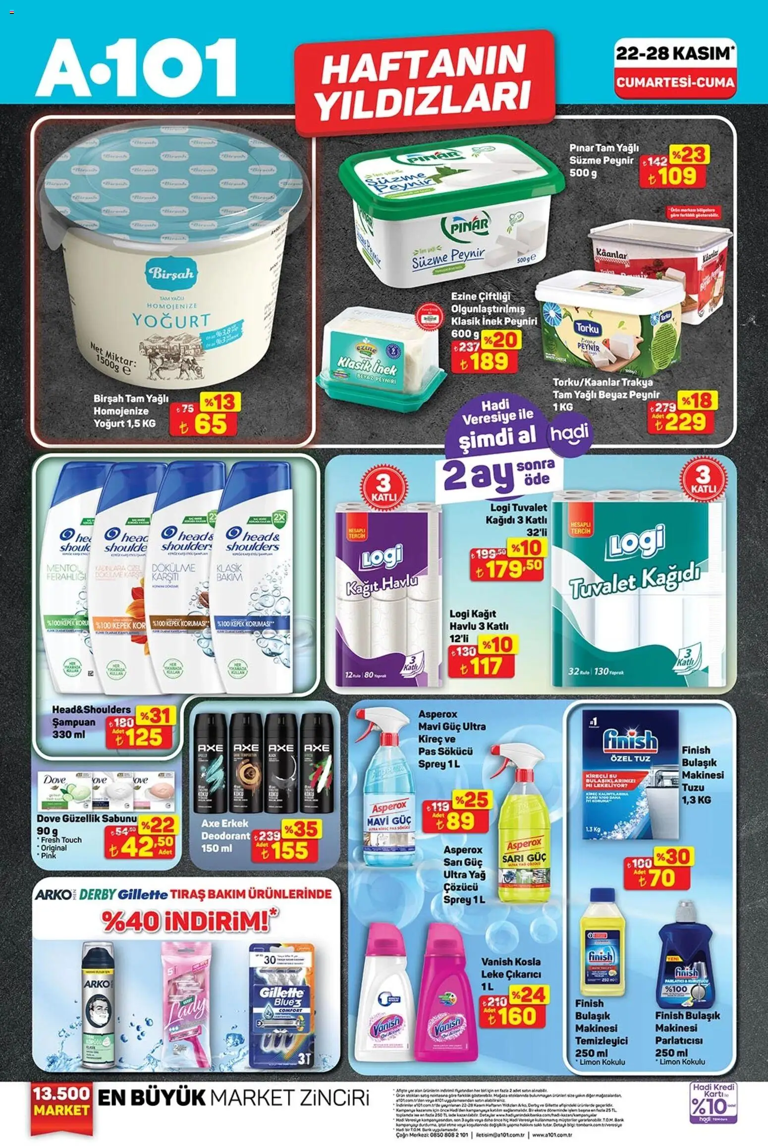 A101 Katalog - 22.11.2025 tarihinden itibaren geçerlidir | Sayfa: 2 | Ürünler: Peynir, Yağ, Kağıt havlu, Tuz