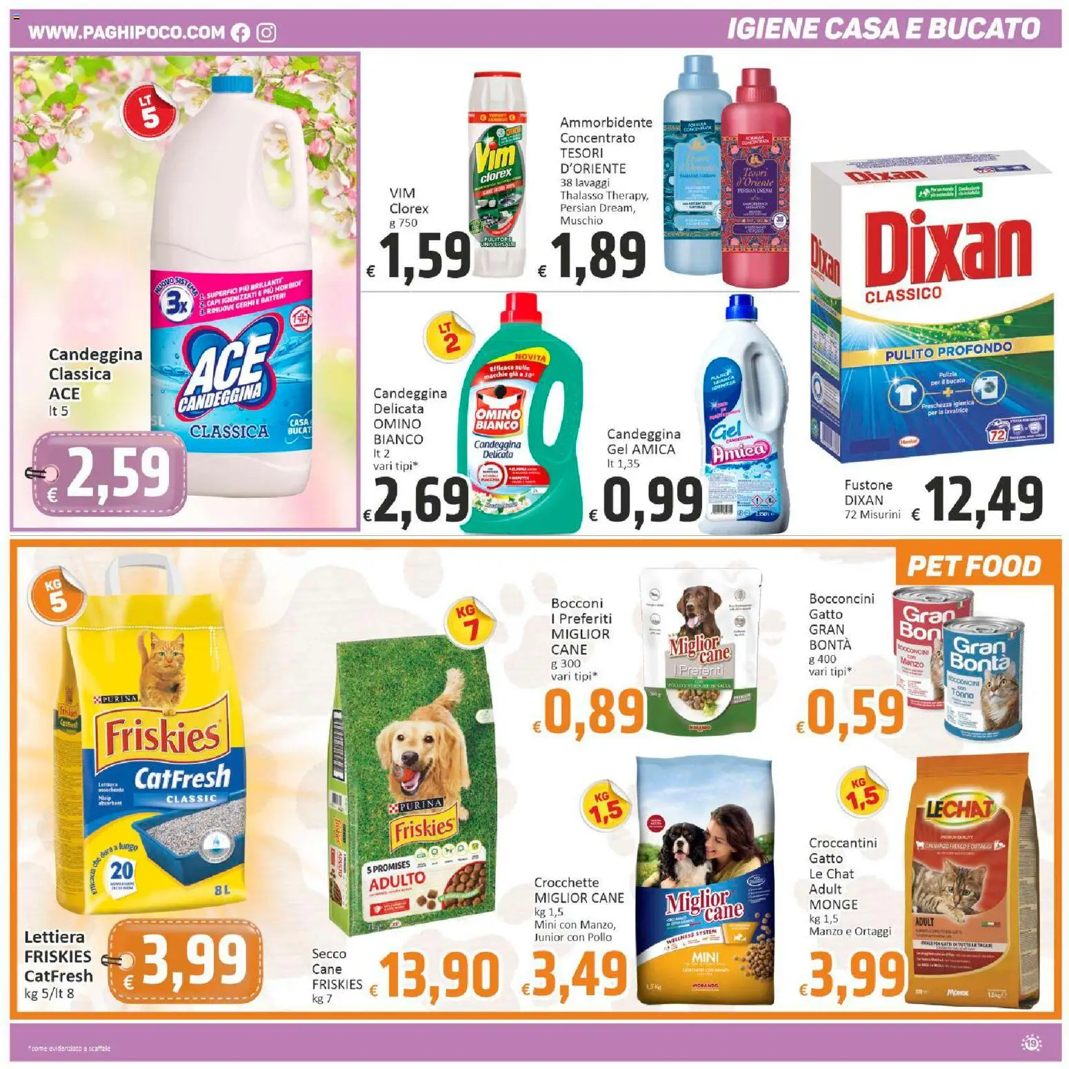 Volantino Paghi Poco del 13.03.2026 | Pagina: 19 | Prodotti: Ammorbidente, Manzo, Tonno, Scaffale