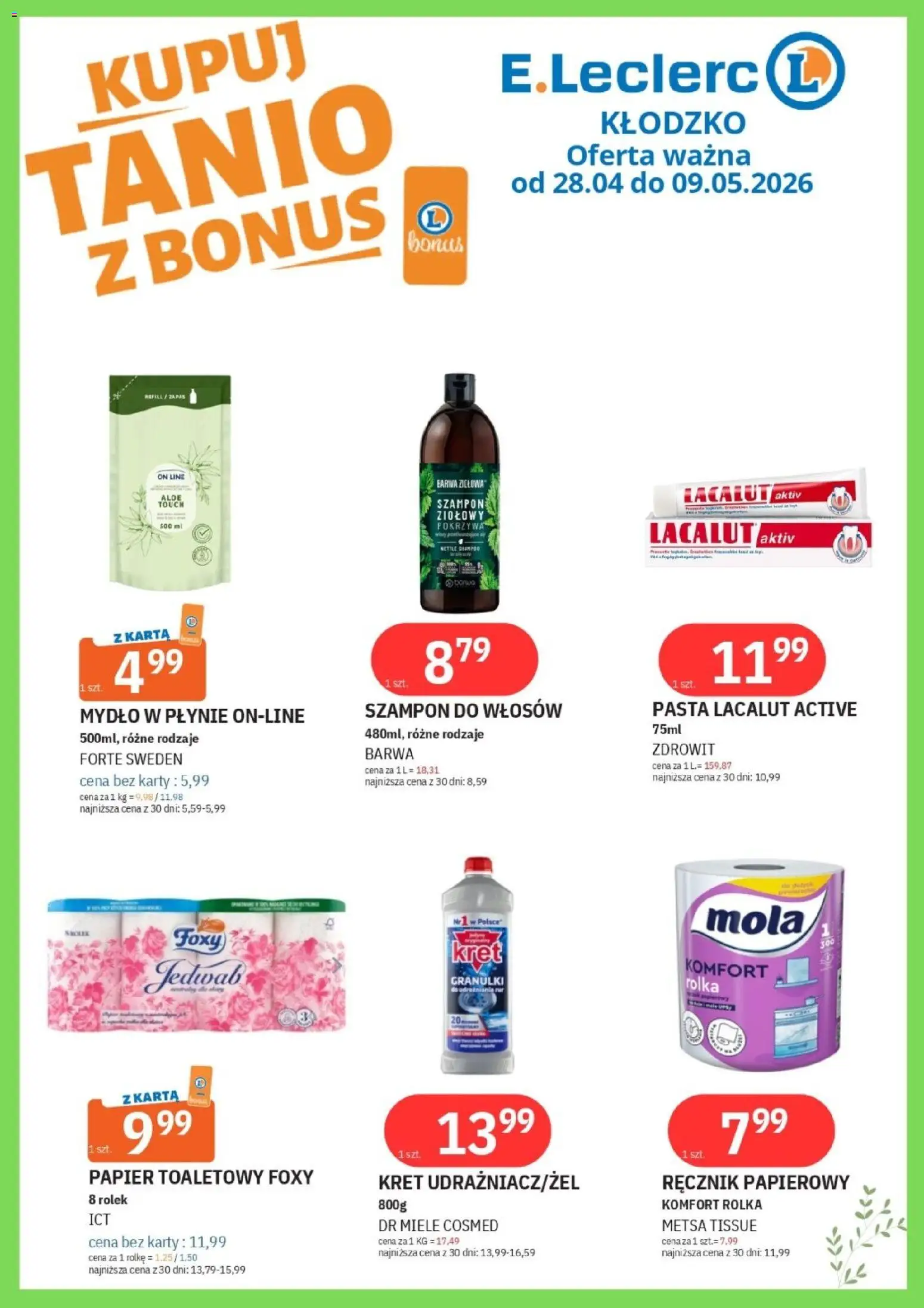 E.Leclerc gazetka - Kłodzko od 28.04.2026 | Strona: 51 | Produkty: Papier toaletowy, Mydło w płynie, Szampon, Mydło