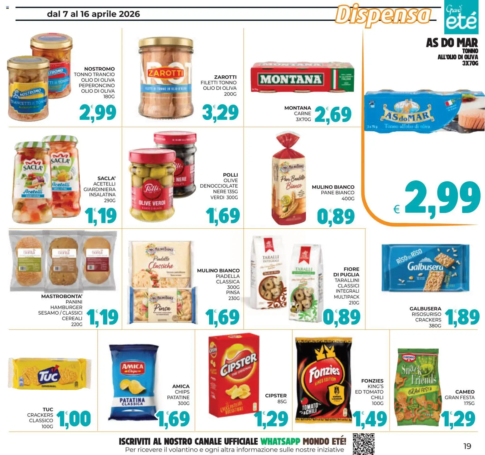 Volantino Eté del 07.04.2026 | Pagina: 19 | Prodotti: Pane, Riso, Patatine, The