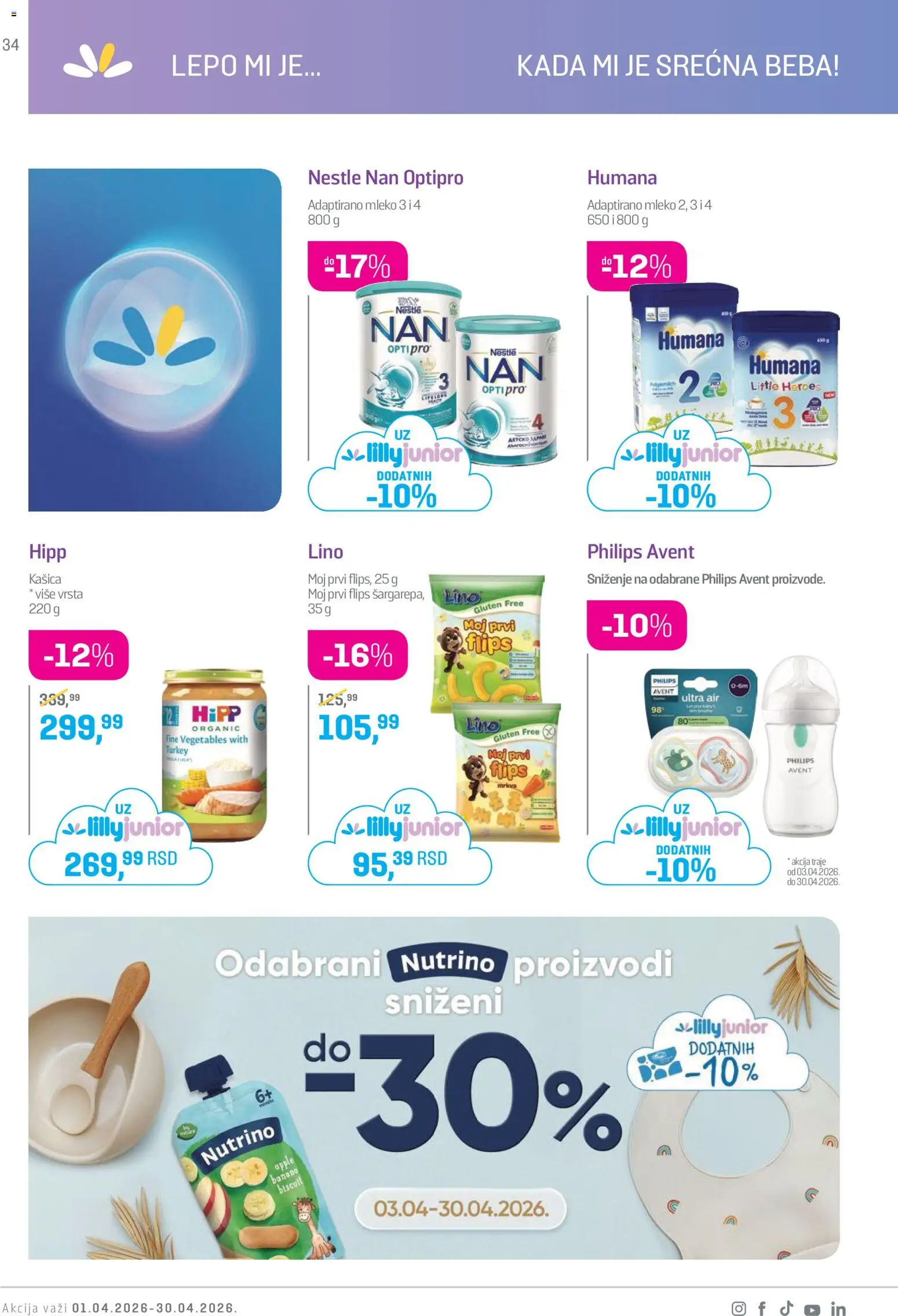 Lilly drogerie katalog - važi od 01.04.2026 | Strana: 34 | Proizvode: Banana, Mleko
