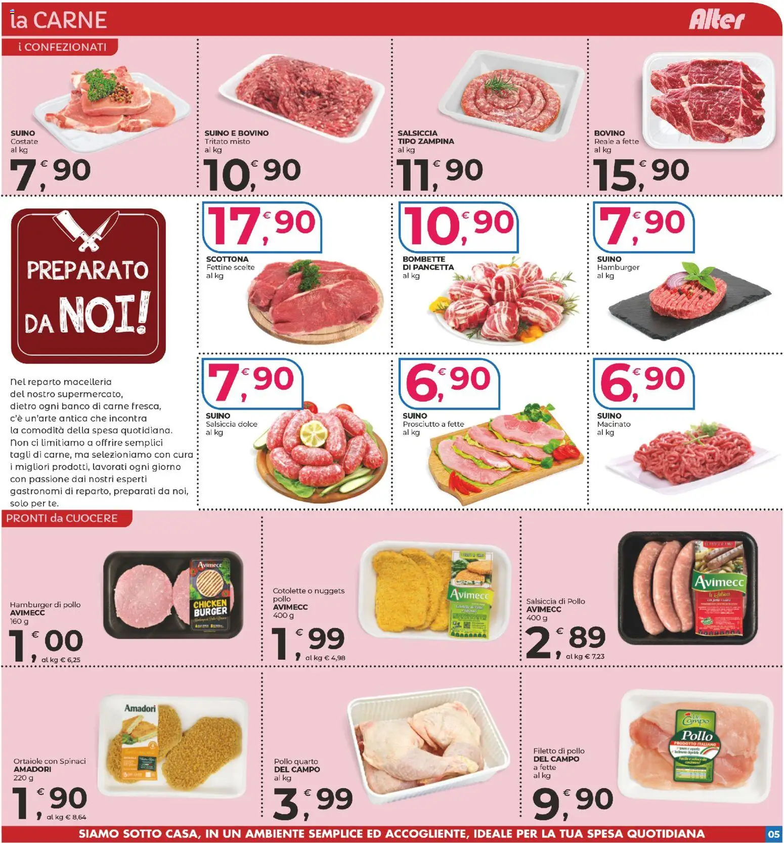 Volantino Alter Discount del 30.12.2025 | Pagina: 5 | Prodotti: Suino, Prosciutto, Salsiccia, Spinaci