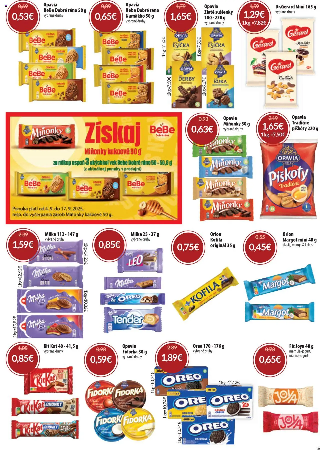 Nové Nitrazdroj akcie – leták je platný od 04.09.2025 | Strana: 16 | Produkty: BeBe Dobré ráno, Milka, Mango