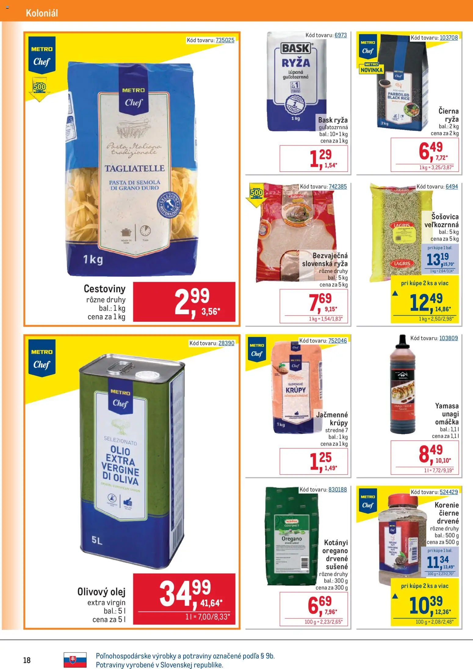 Nové Metro akcie – leták je platný od 25.02.2026 | Strana: 18 | Produkty: Ryža, Olivový olej, Korenie, Omáčka