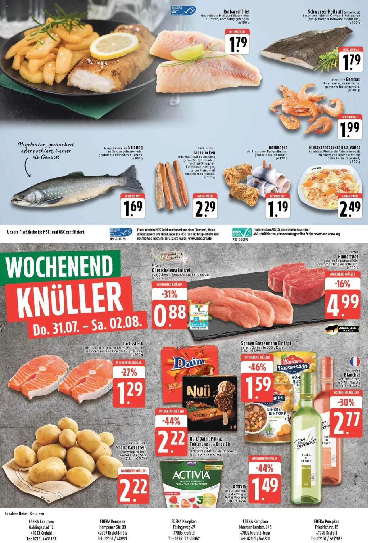 Edeka prospekt Krefeld	 - gültig ab dem 27.07.2025 | Seite: 8 | Produkte: Fisch, Lachs, Steak, Fleisch
