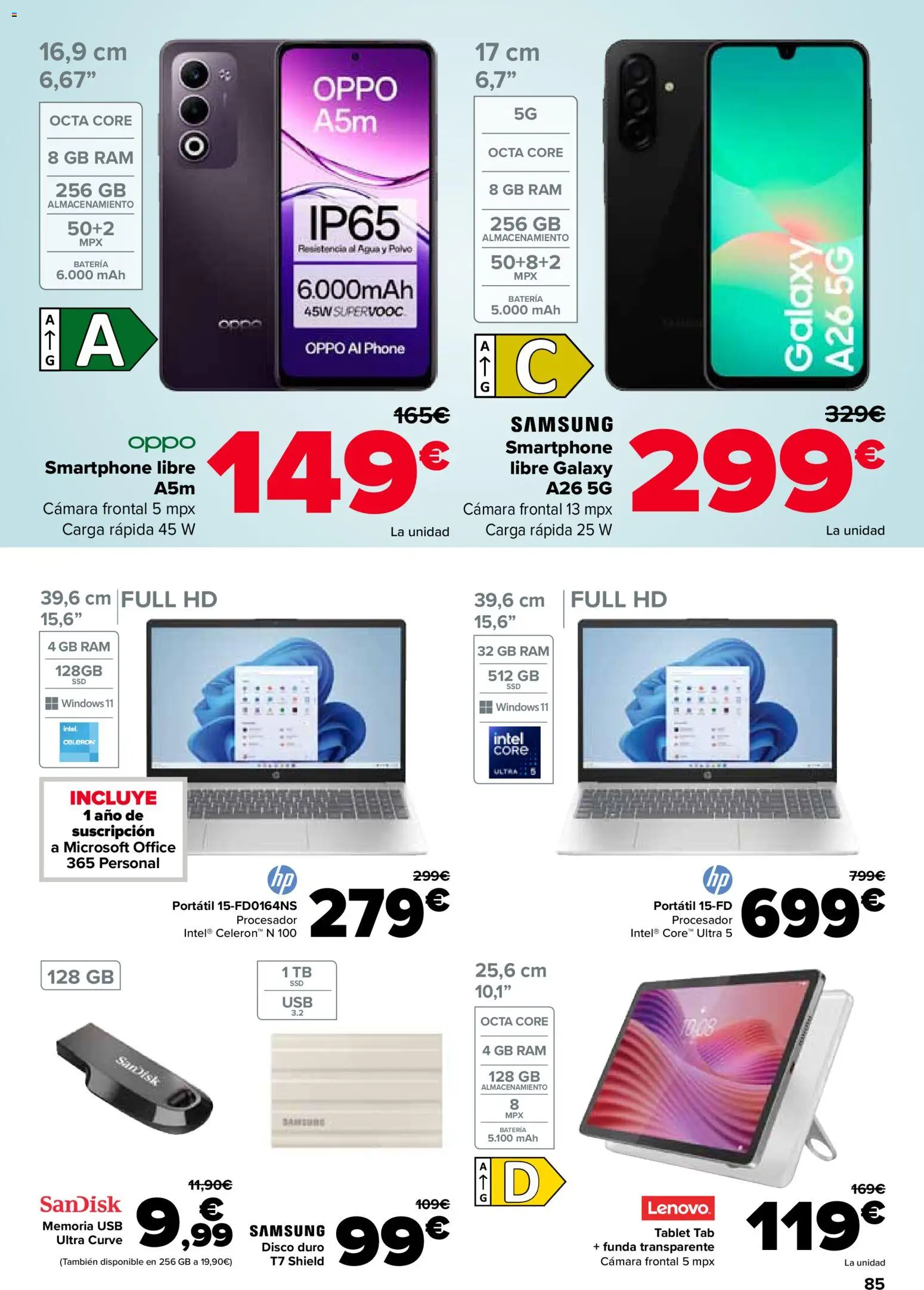 Carrefour folleto │ válido desde el 28.10.2025 | Página: 85 | Productos: Polvo, Smartphone, USB, Batería