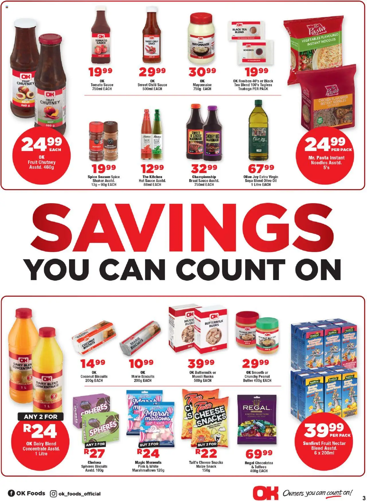 OK Foods Western Cape - OK MiniMark │ valid from 13.08.2025 | Page: 3 | Products: Chicken, Rusks, Tomato sauce, Fruit