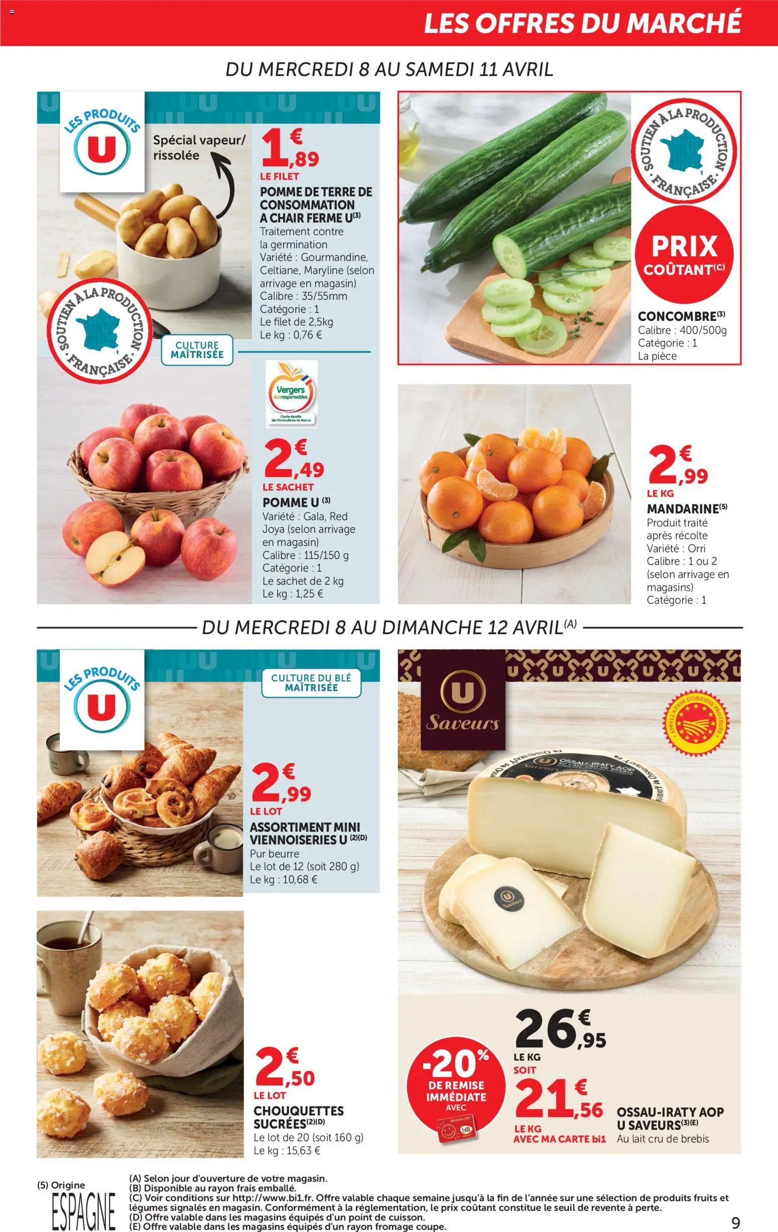 {H1} | Page: 9 | Produits: Pomme, Pomme de terre de consommation, Viennoiseries, Lait