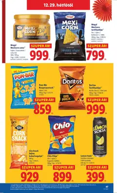 Chio Chips**, Sós / sajtos / hagymás tejfölös, 190g - amely érvényes a következő dátumtól: 27.12.2025 | Oldal: 47